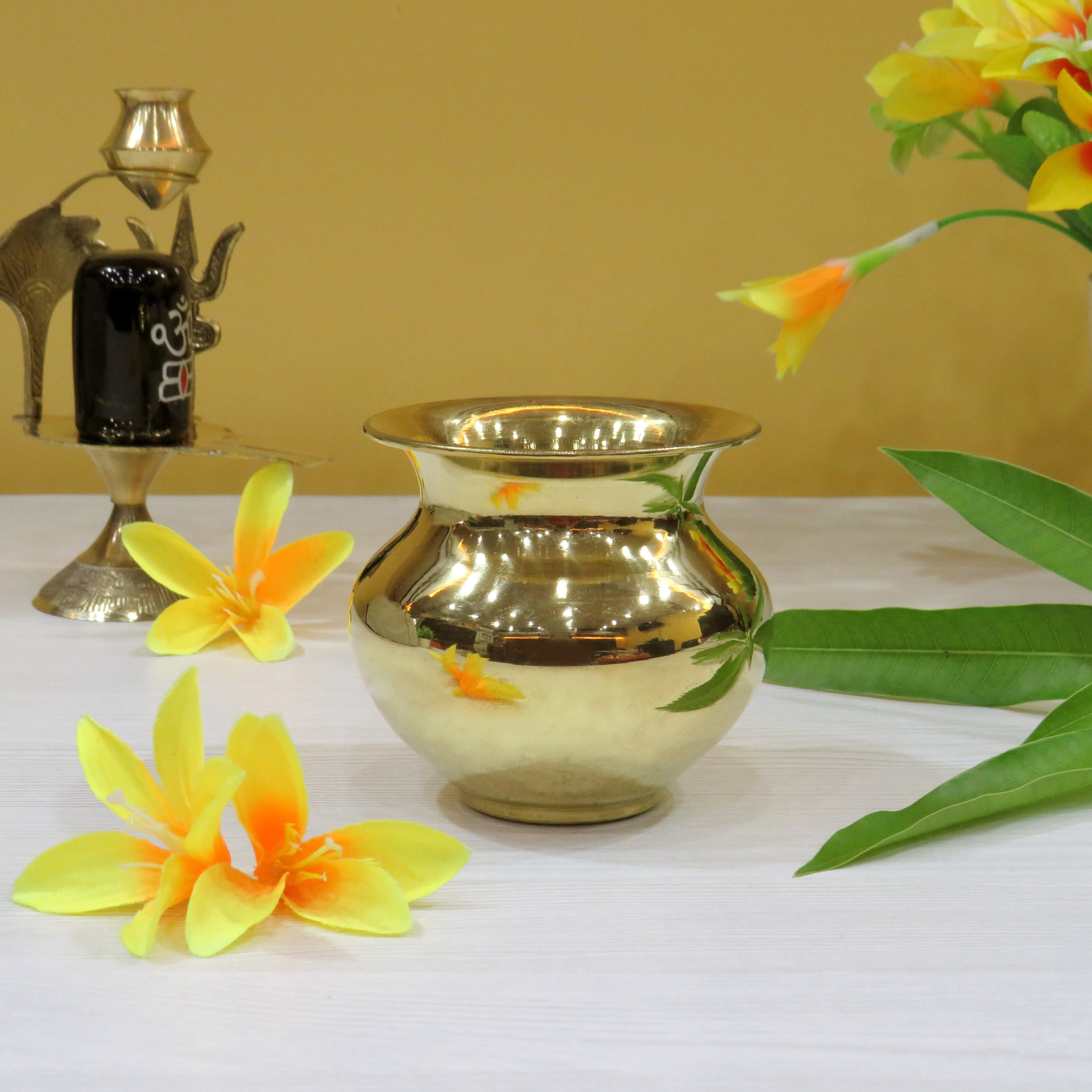 BENGALEN Brass Kalash Lota Gadwa Diamond Design Pooja Articles for Home Temple Decorative Puja Items for Poojan Purpose Return Gift
