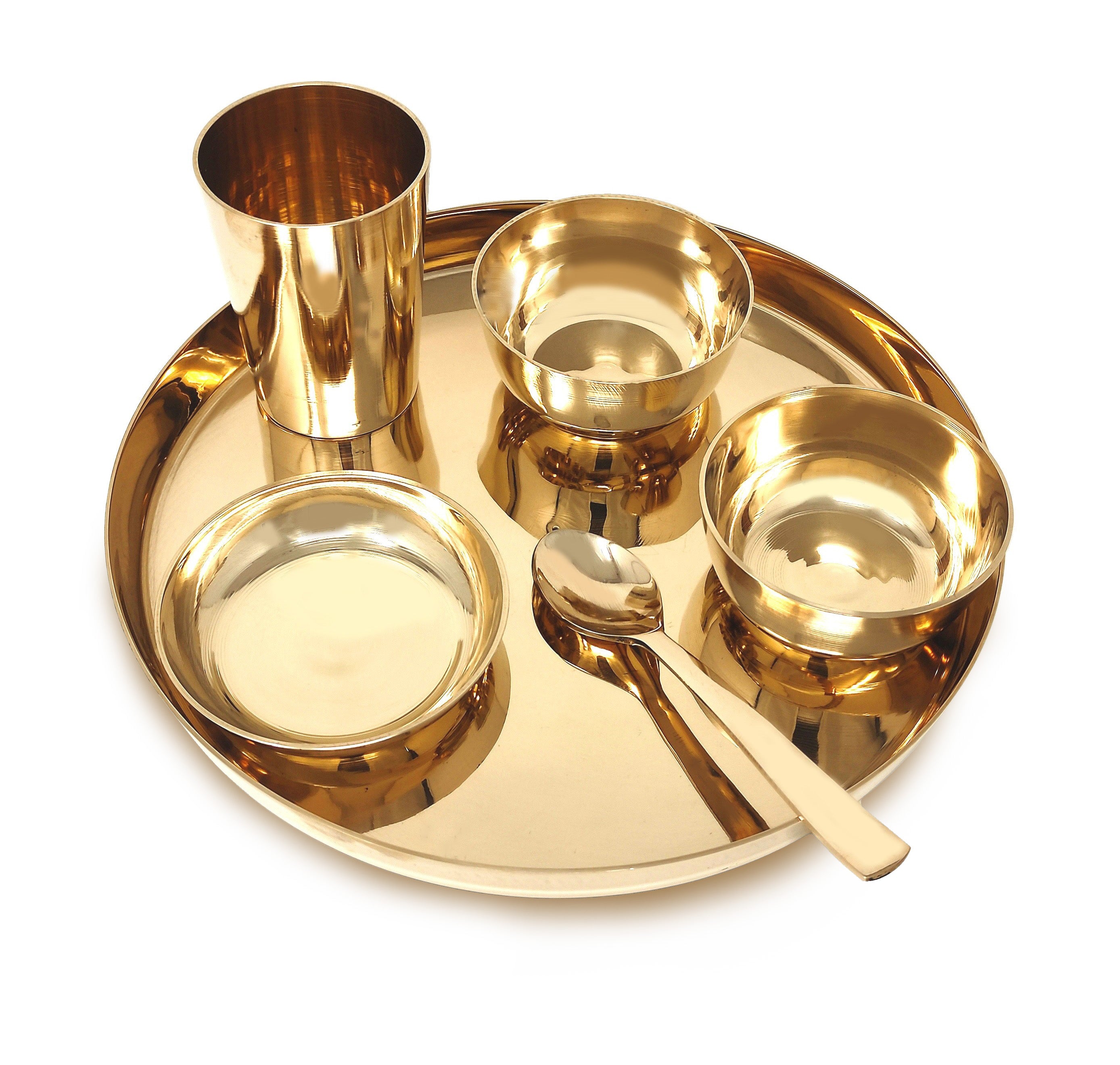 BENGALEN Brass Dinner Set 12 Inch for Adult Daily Use Annaprashan Sanskar Rice Ceremony Gift for Girls Boys Kids Festive Birthday Return Home Decorative Gifts Items