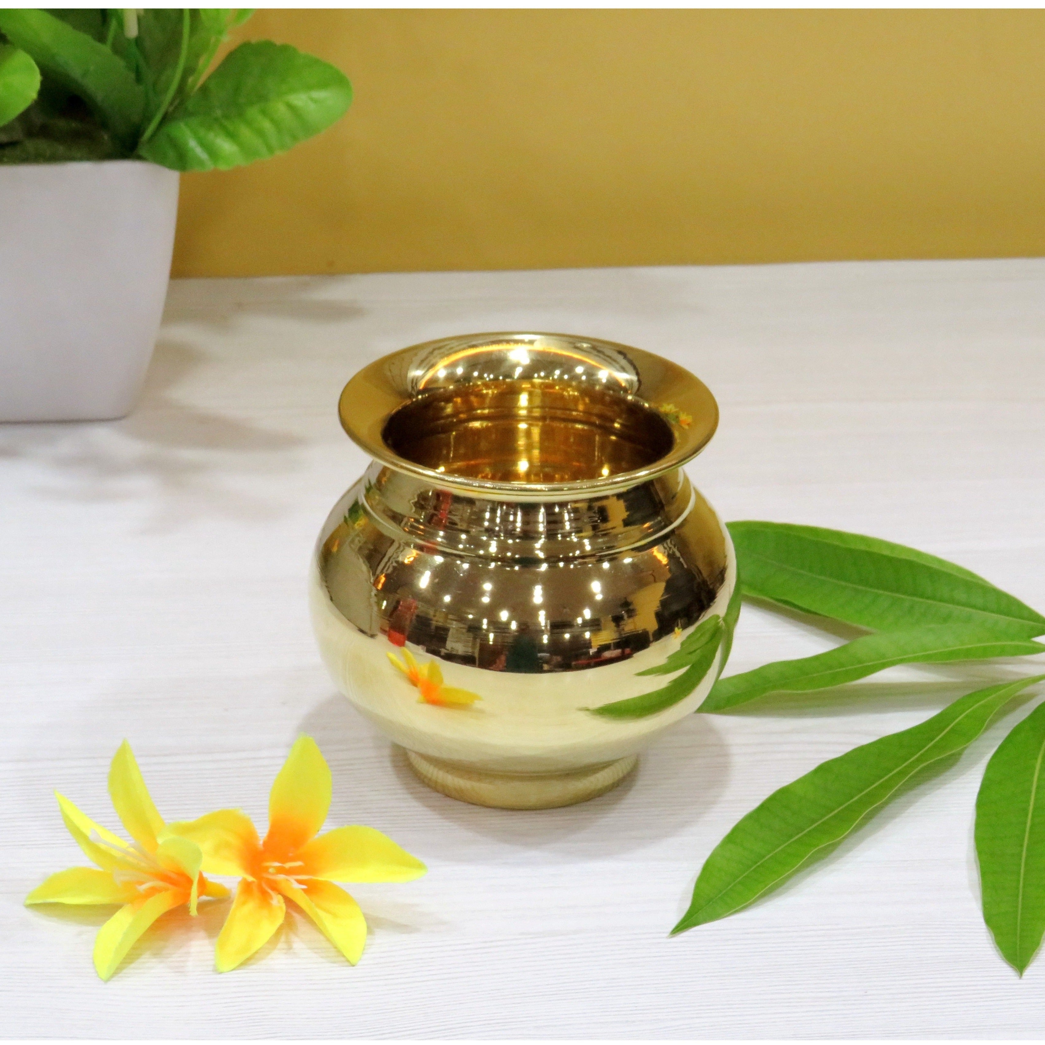 BENGALEN Brass Kalash Lota Gadwa Glossy Pooja Articles for Home Temple Decorative Puja Items for Poojan Purpose Return Gift
