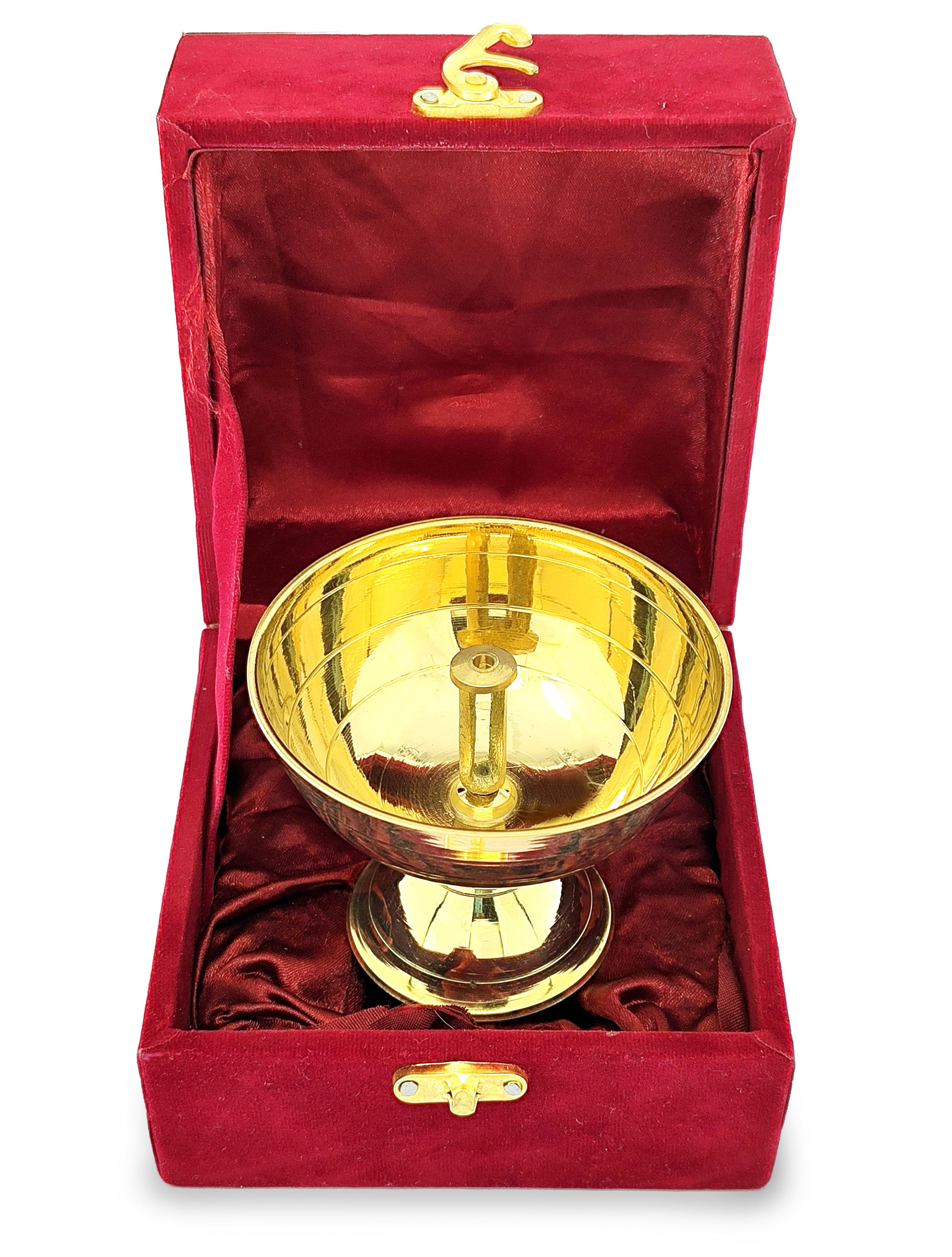 BENGALEN Brass Piyali Diya with Velvet Gift Box Traditional Oil Lamp Deepak Lamp Panchmahal Deepam for Pooja Mandir Diwali Indian Puja Items Wedding Return Gifts