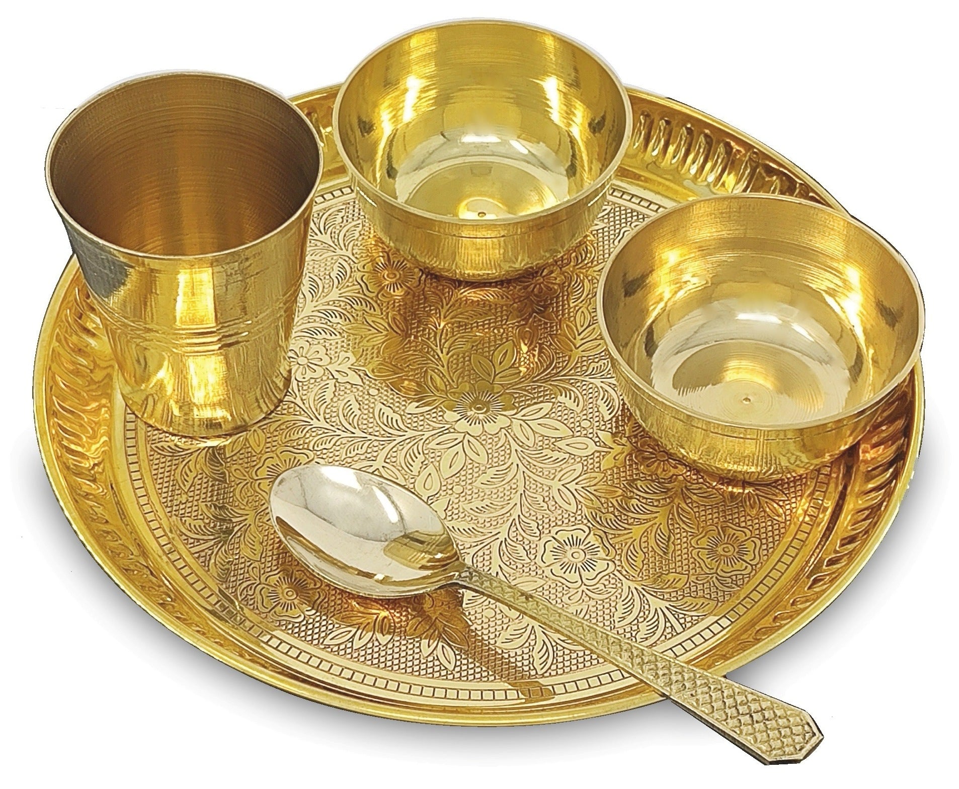 BENGALEN Baby Dinner Set Brass 8 Inch for Annaprashan Sanskar Rice Ceremony Gift for Girls Boys Kids Festive Birthday Return Home Decorative Gifts Items