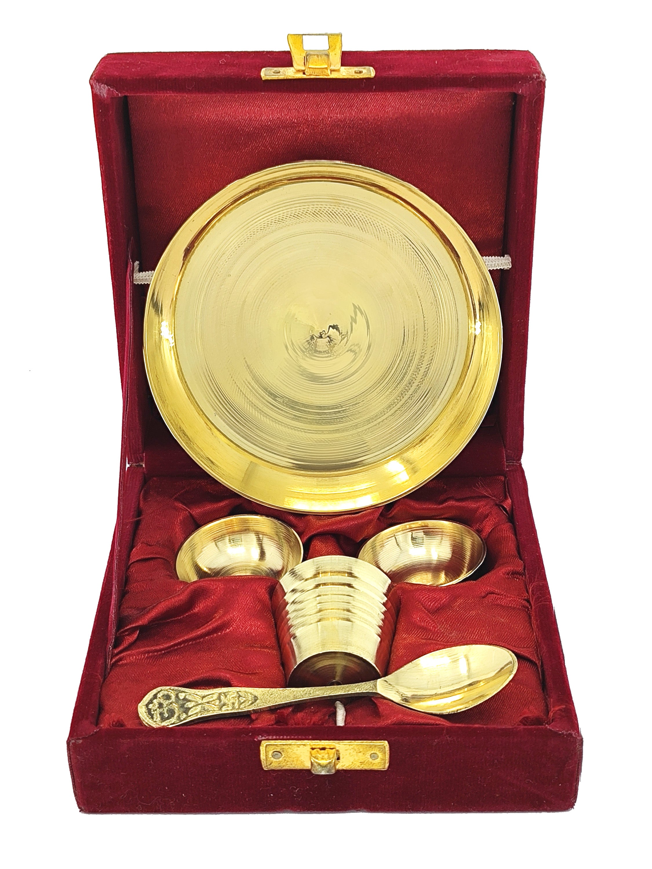 BENGALEN Laddu Gopal Bhog Thali Set Brass Small 5 Inch Pooja Set for Krishna Janmashtami Decoration Iskcon Gift Festival Krishna Puja Set for Home Office Mandir Items