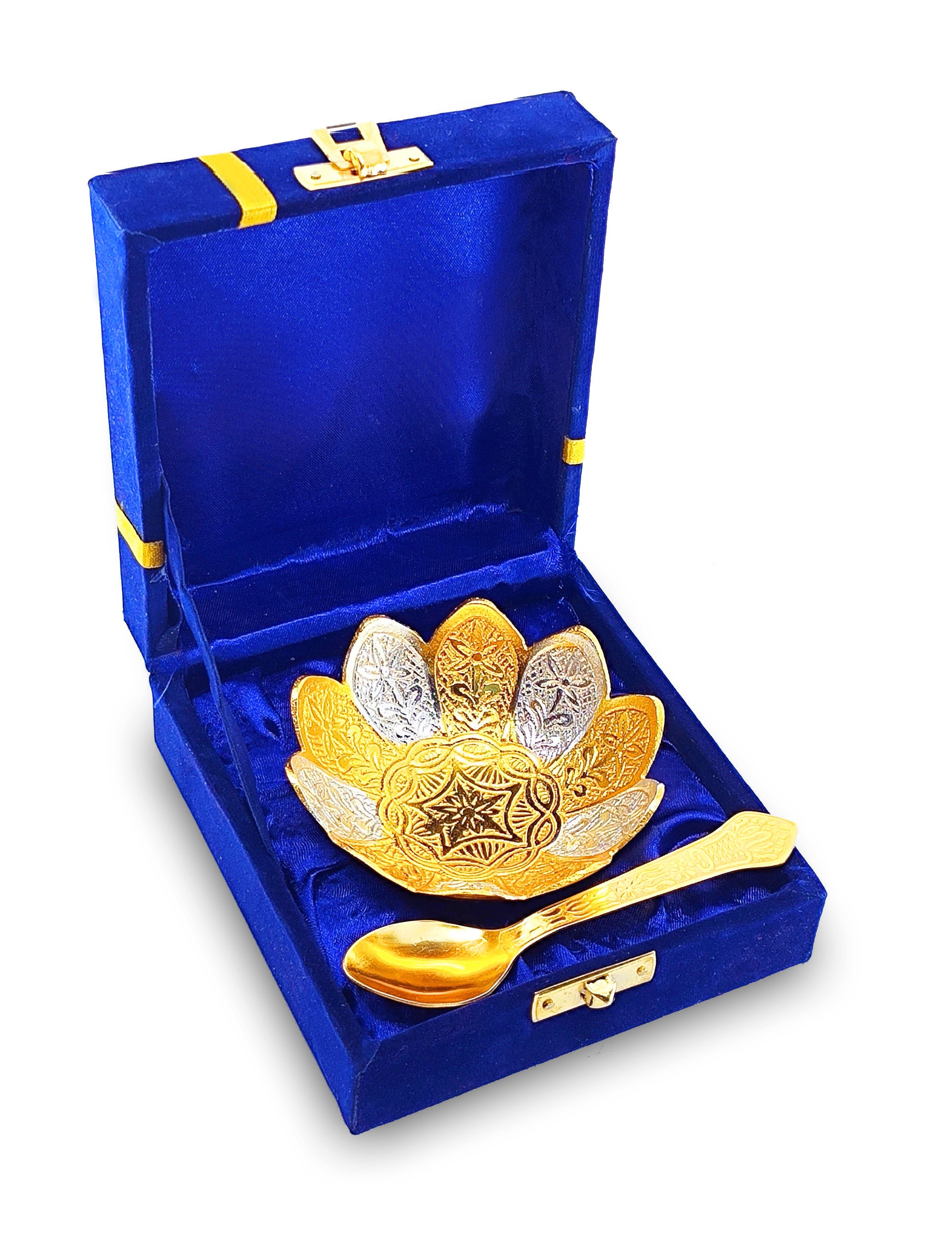 BENGALEN Gold & Silver Plated Bowl Spoon Set