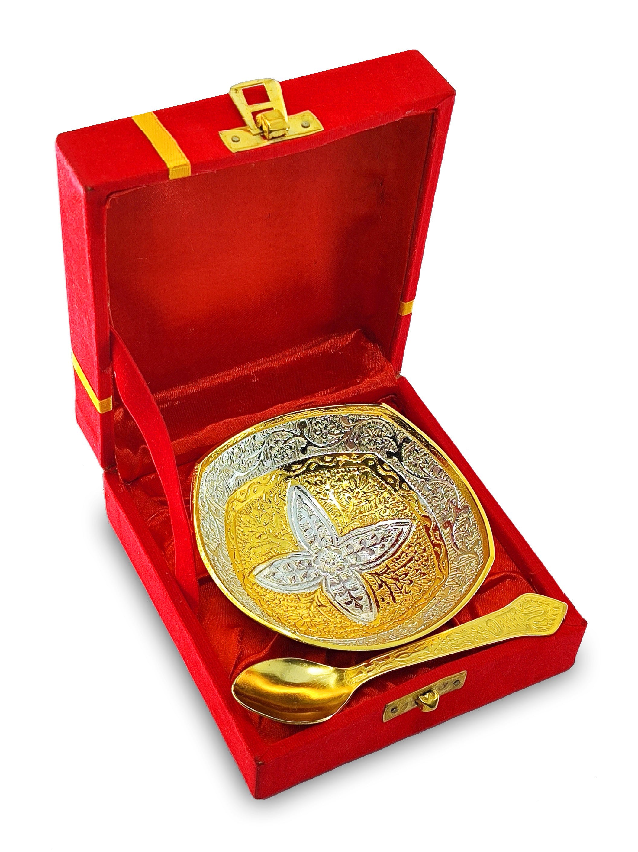 BENGALEN Gold & Silver Plated Bowl Spoon Set