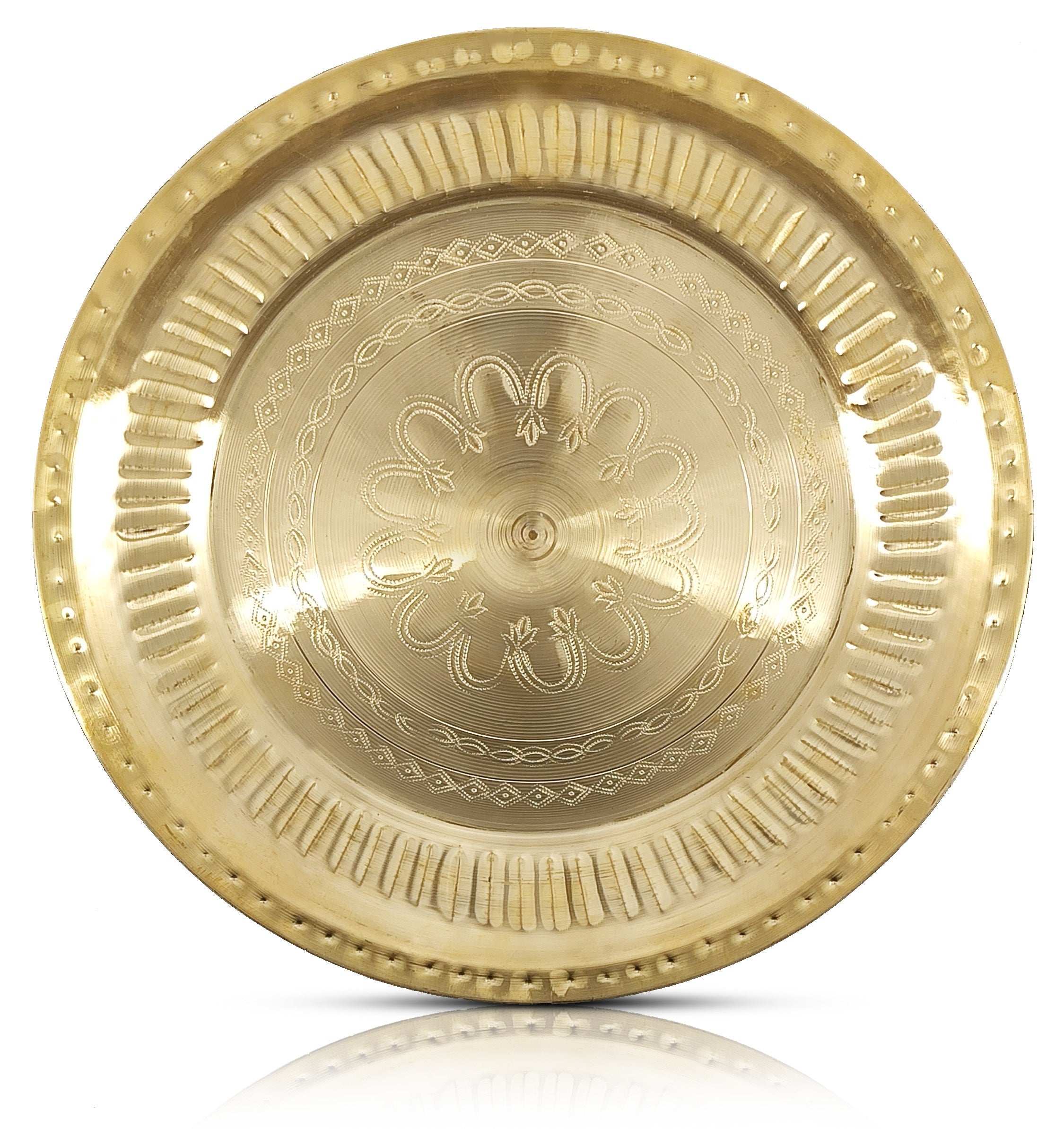 Bengalen Brass Pooja Plate 12 Inch Pure Pital Arti Thali Pooja Thali Set Traditional Handcrafted for Puja Ghar Home Office Mandir Diwali Weeding Return Gift Items