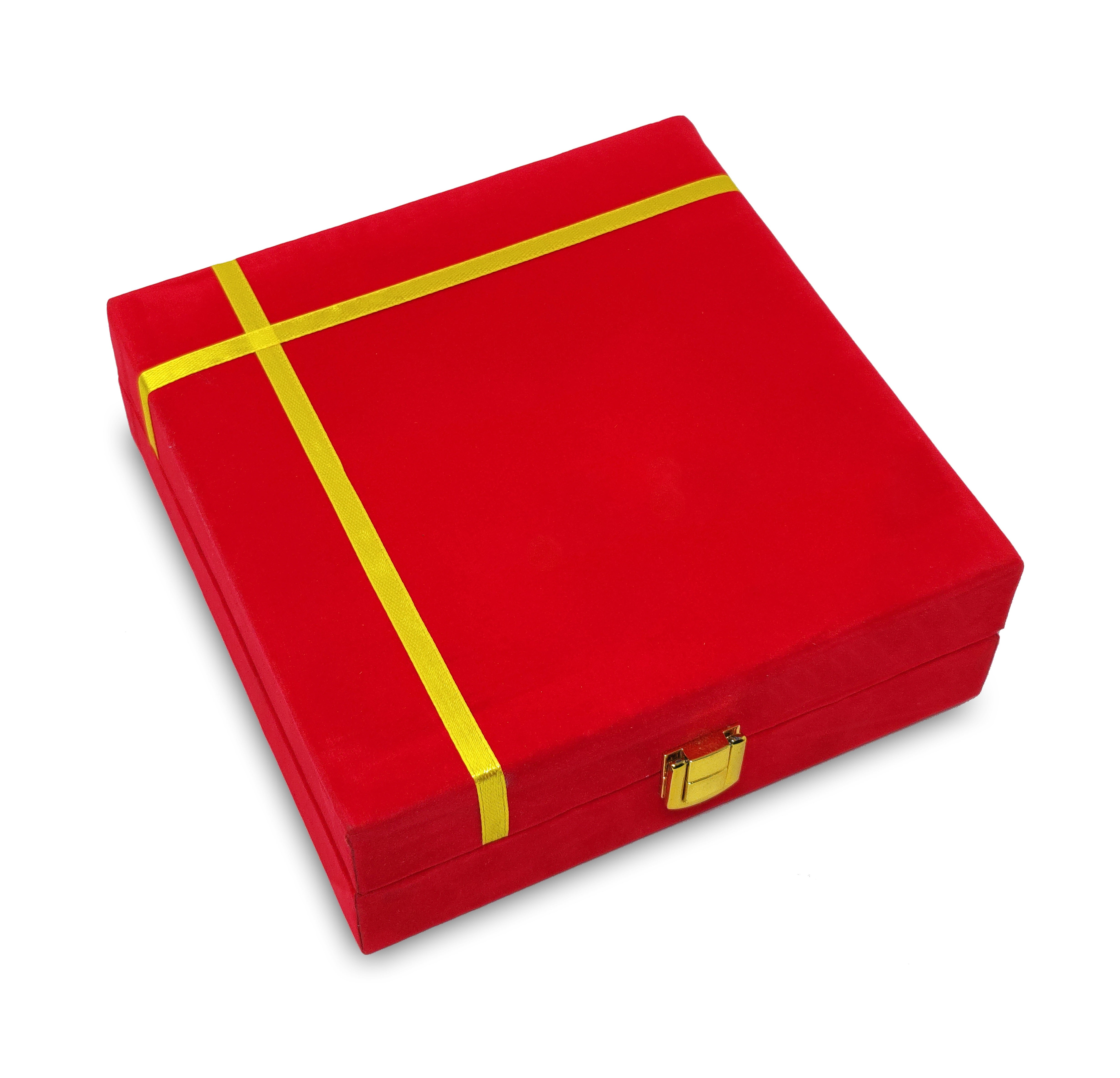 BENGALEN Brass Pooja Thali Set with Red Gift Box 10 Inch