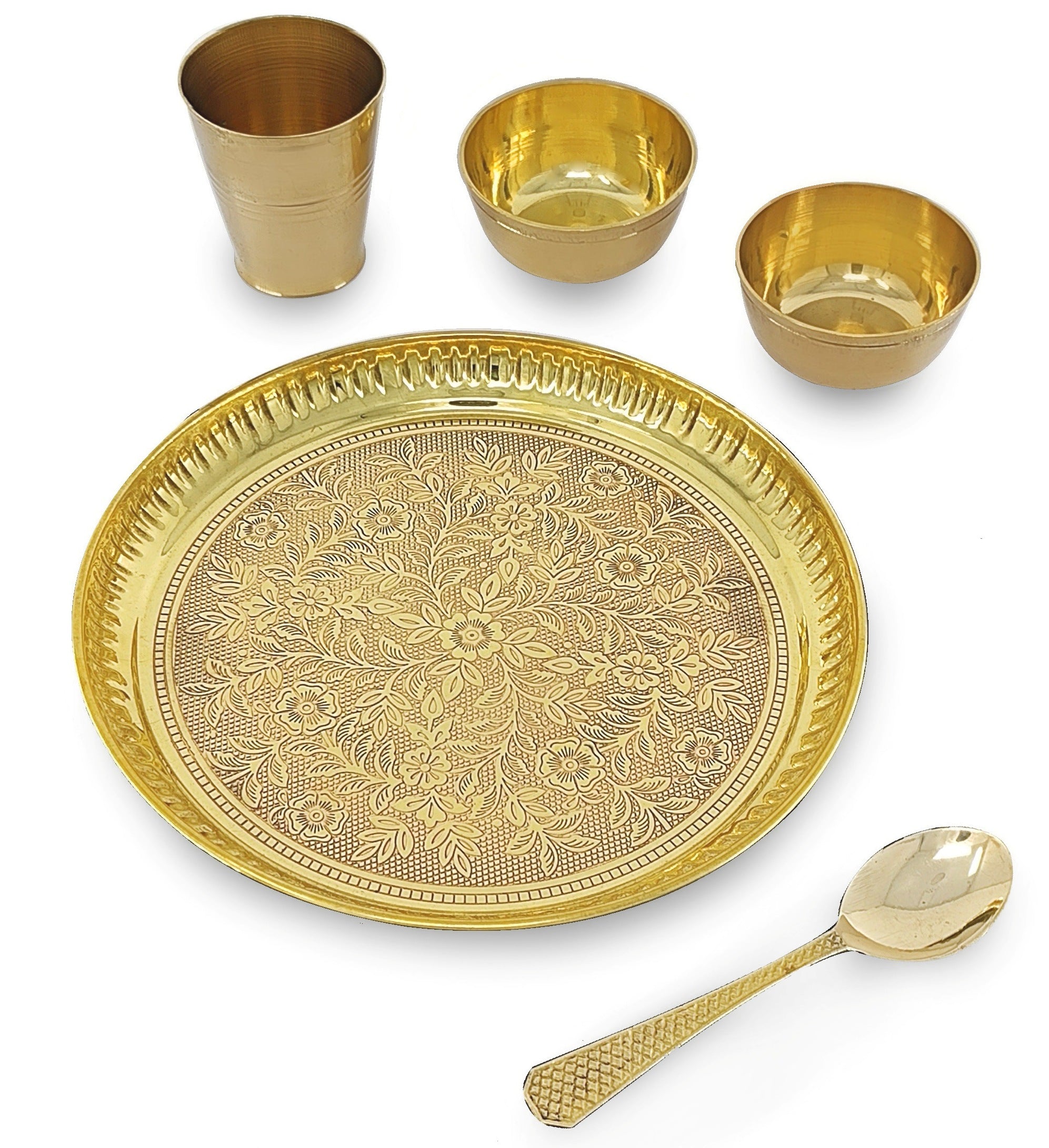 BENGALEN Baby Dinner Set Brass 8 Inch for Annaprashan Sanskar Rice Ceremony Gift for Girls Boys Kids Festive Birthday Return Home Decorative Gifts Items