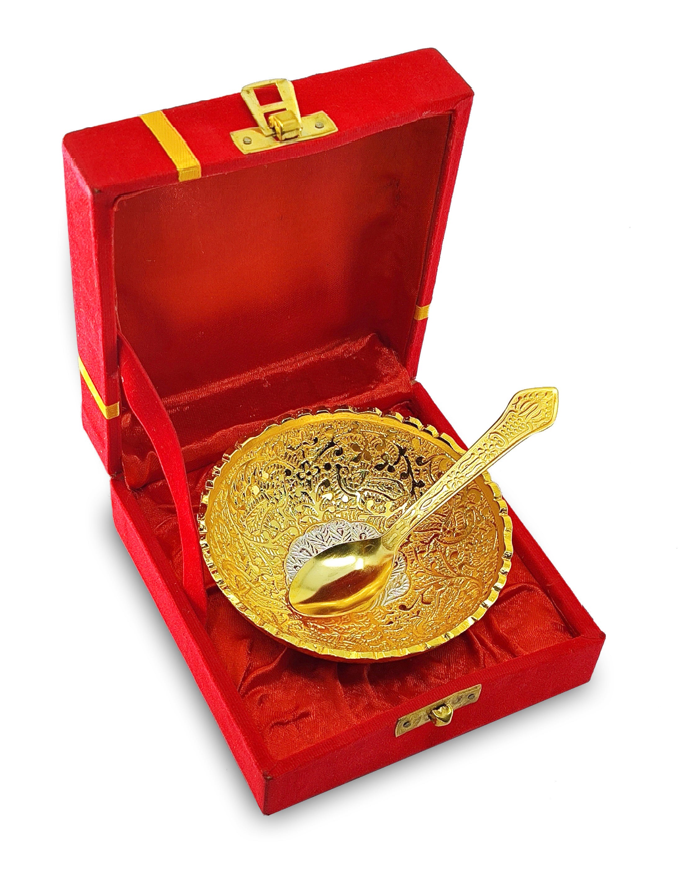 BENGALEN Gold & Silver Plated Bowl Spoon Set