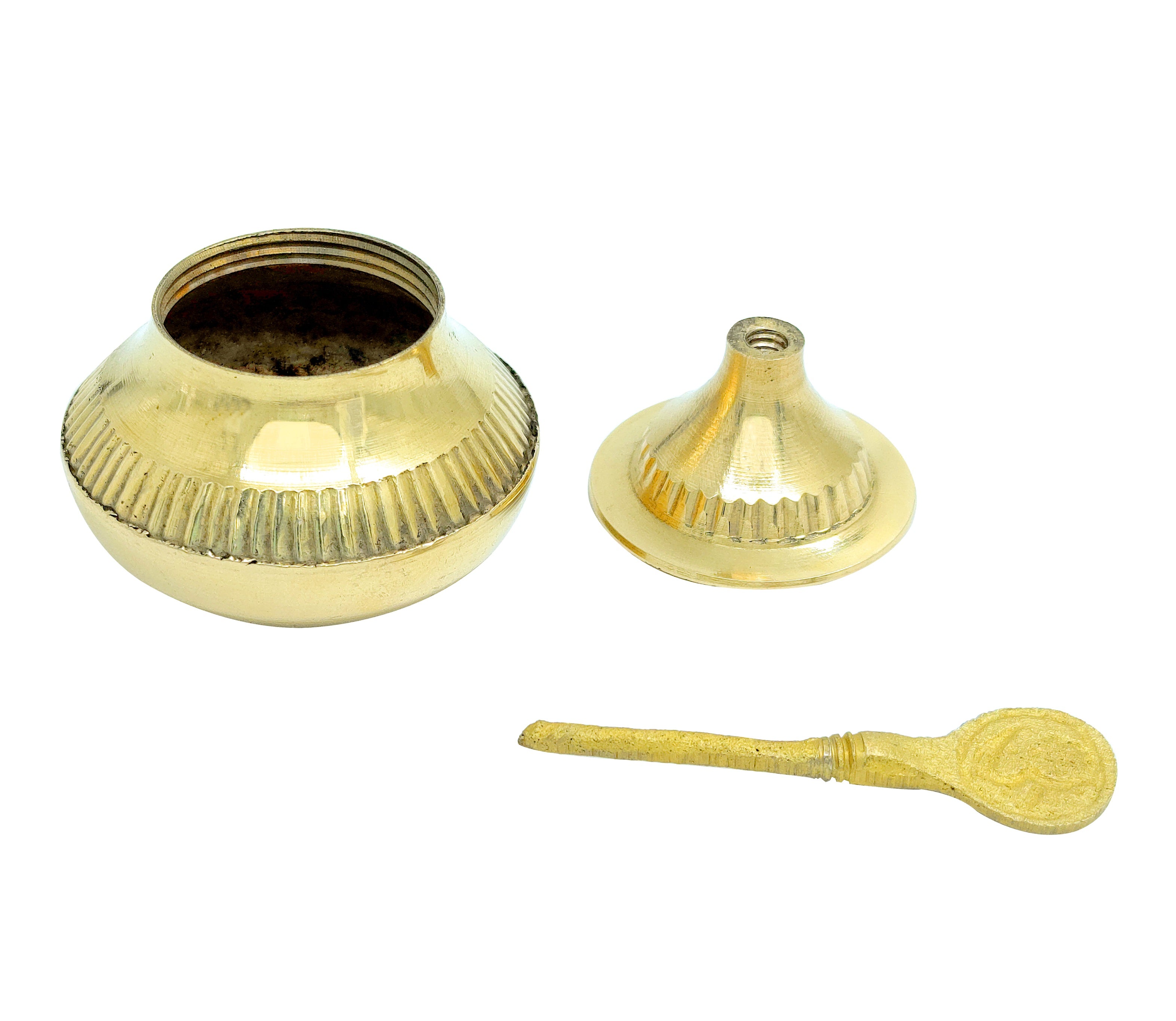 BENGALEN Brass Handcrafted Sindoor Dibbi Kumkum Box Sindur Dani Traditional Round Design For Gift & Fancy Round