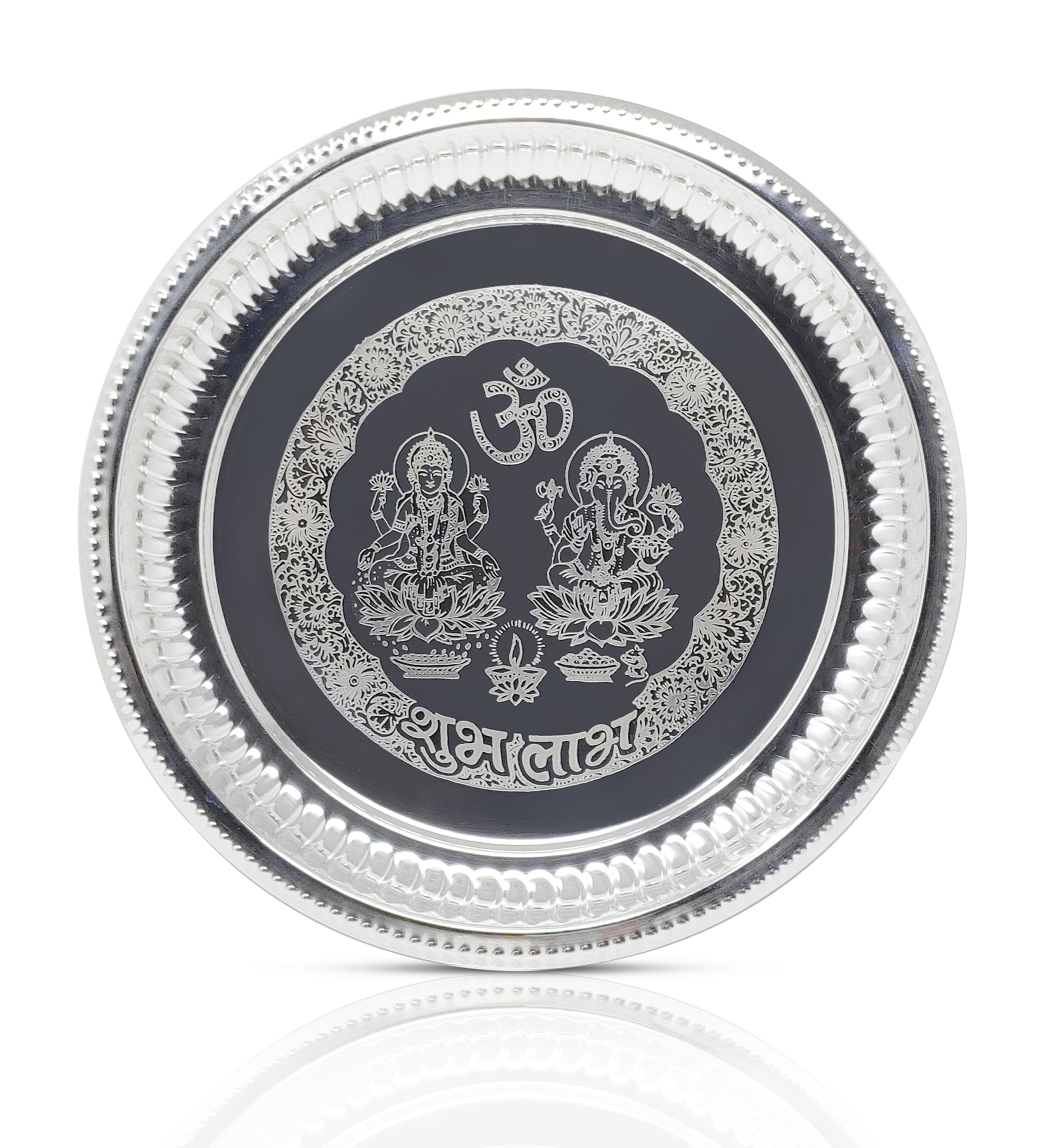 BENGALEN Pooja Thali Set Silver Plated with Red Gift Box Puja Plate Devdas Diya Kalash Bowl Palli Haldi Kumkum Stand Dhup Dan Ghanti for Home Office Diwali Wedding Return Gifts