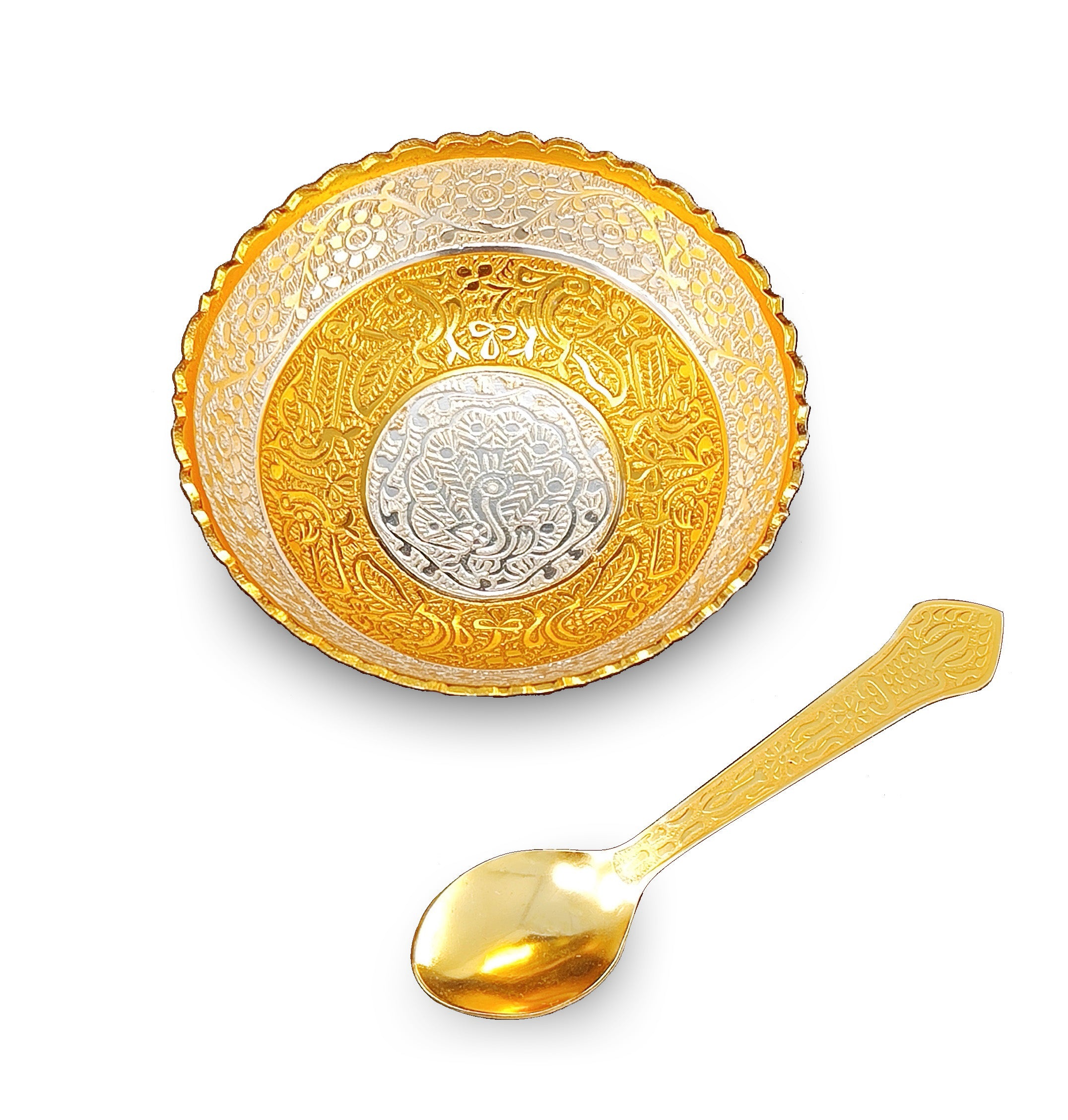 BENGALEN Gold & Silver Plated Bowl Spoon Set