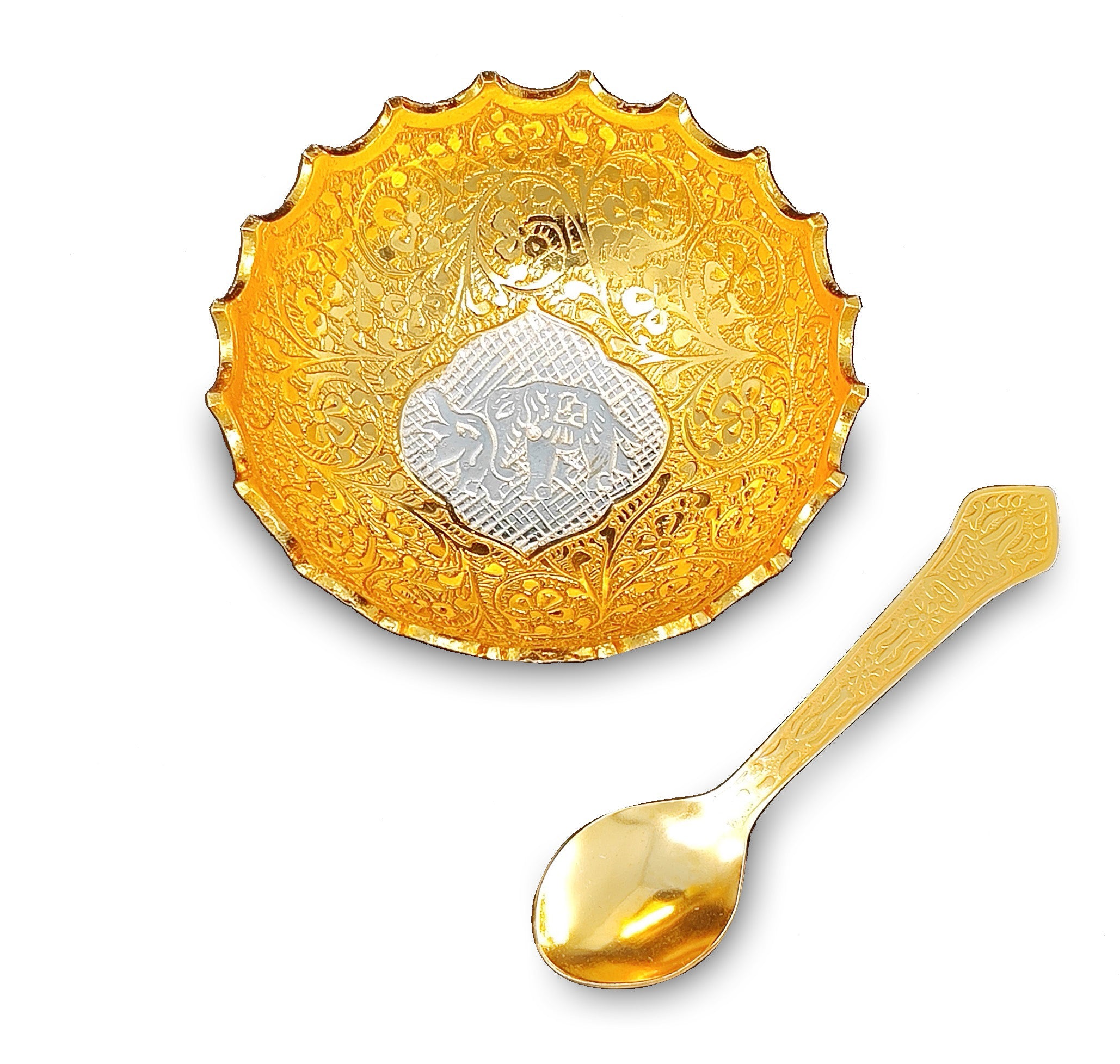 BENGALEN Gold & Silver Plated Bowl Spoon Set