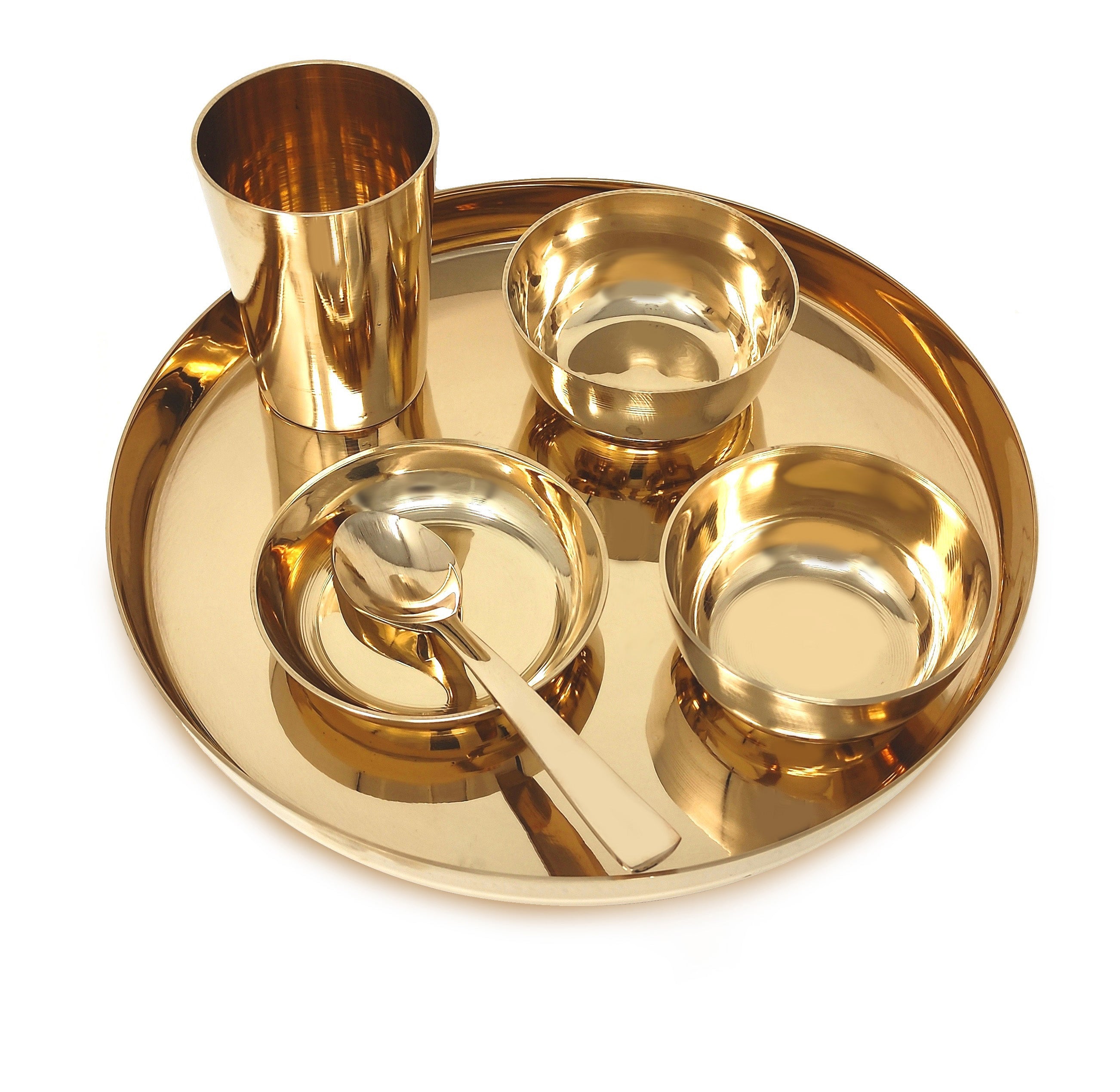 BENGALEN Brass Dinner Set 12 Inch for Adult Daily Use Annaprashan Sanskar Rice Ceremony Gift for Girls Boys Kids Festive Birthday Return Home Decorative Gifts Items