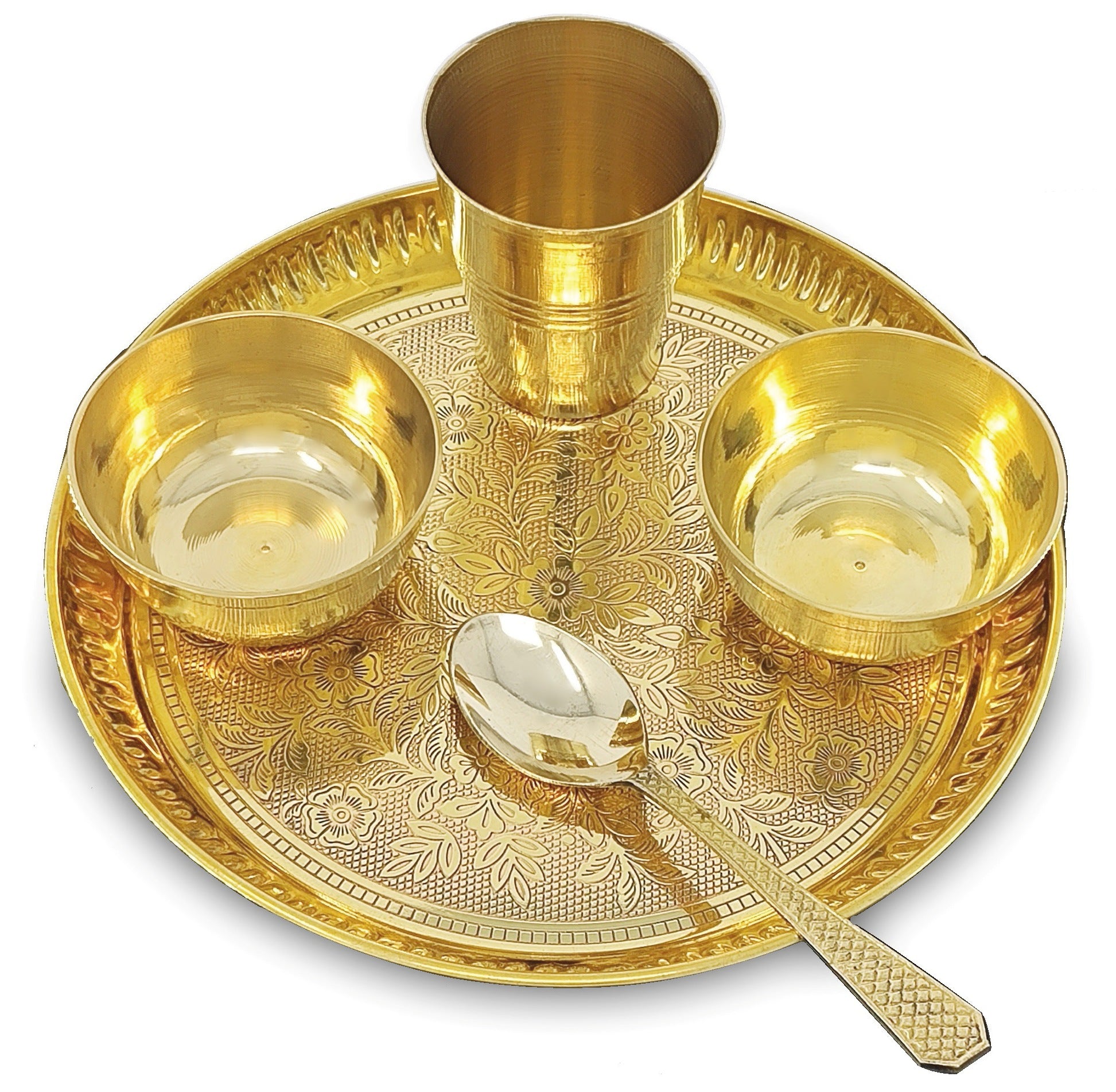 BENGALEN Baby Dinner Set Brass 8 Inch for Annaprashan Sanskar Rice Ceremony Gift for Girls Boys Kids Festive Birthday Return Home Decorative Gifts Items