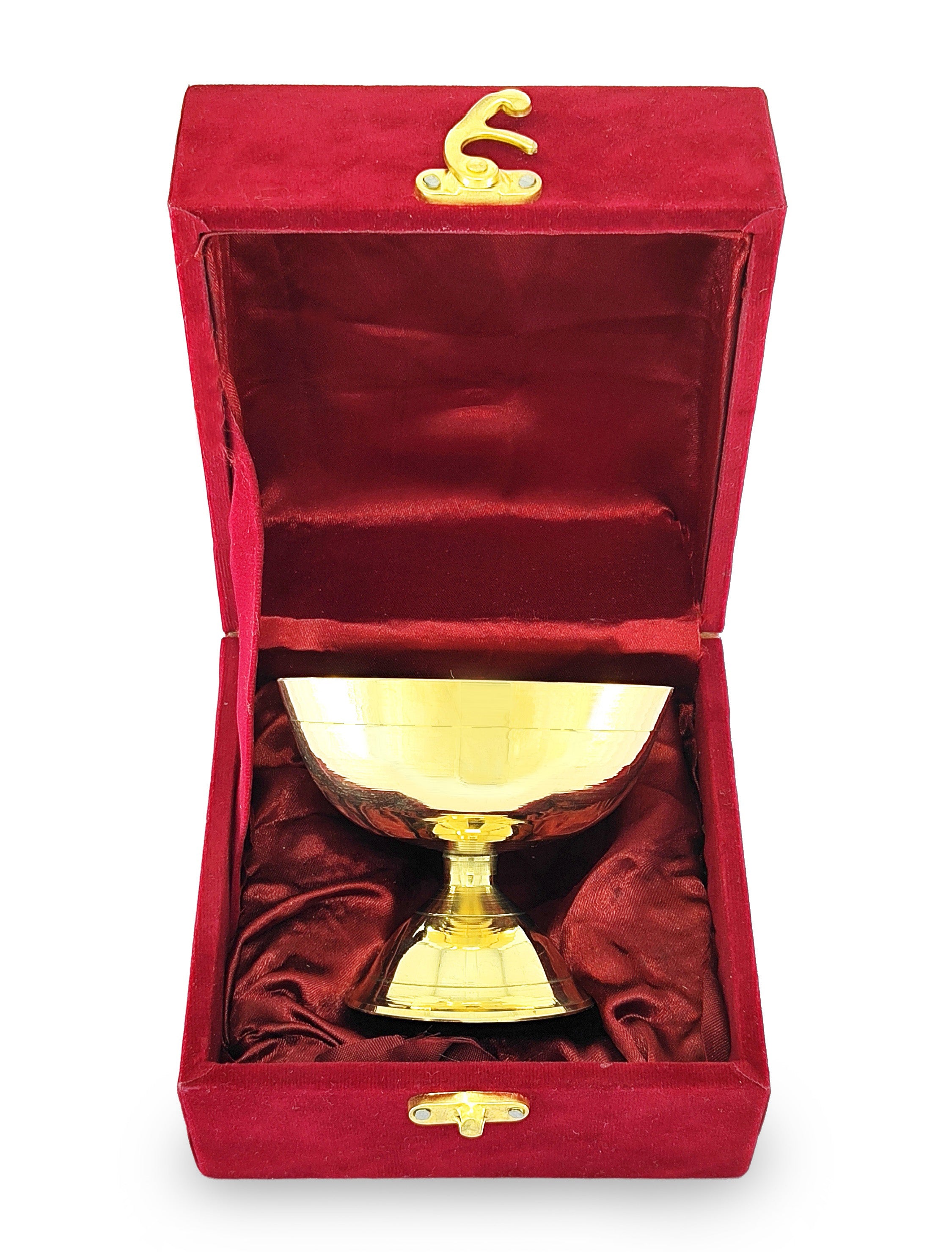 BENGALEN Brass Piyali Diya with Velvet Gift Box Traditional Oil Lamp Deepak Lamp Panchmahal Deepam for Pooja Mandir Diwali Indian Puja Items Wedding Return Gifts