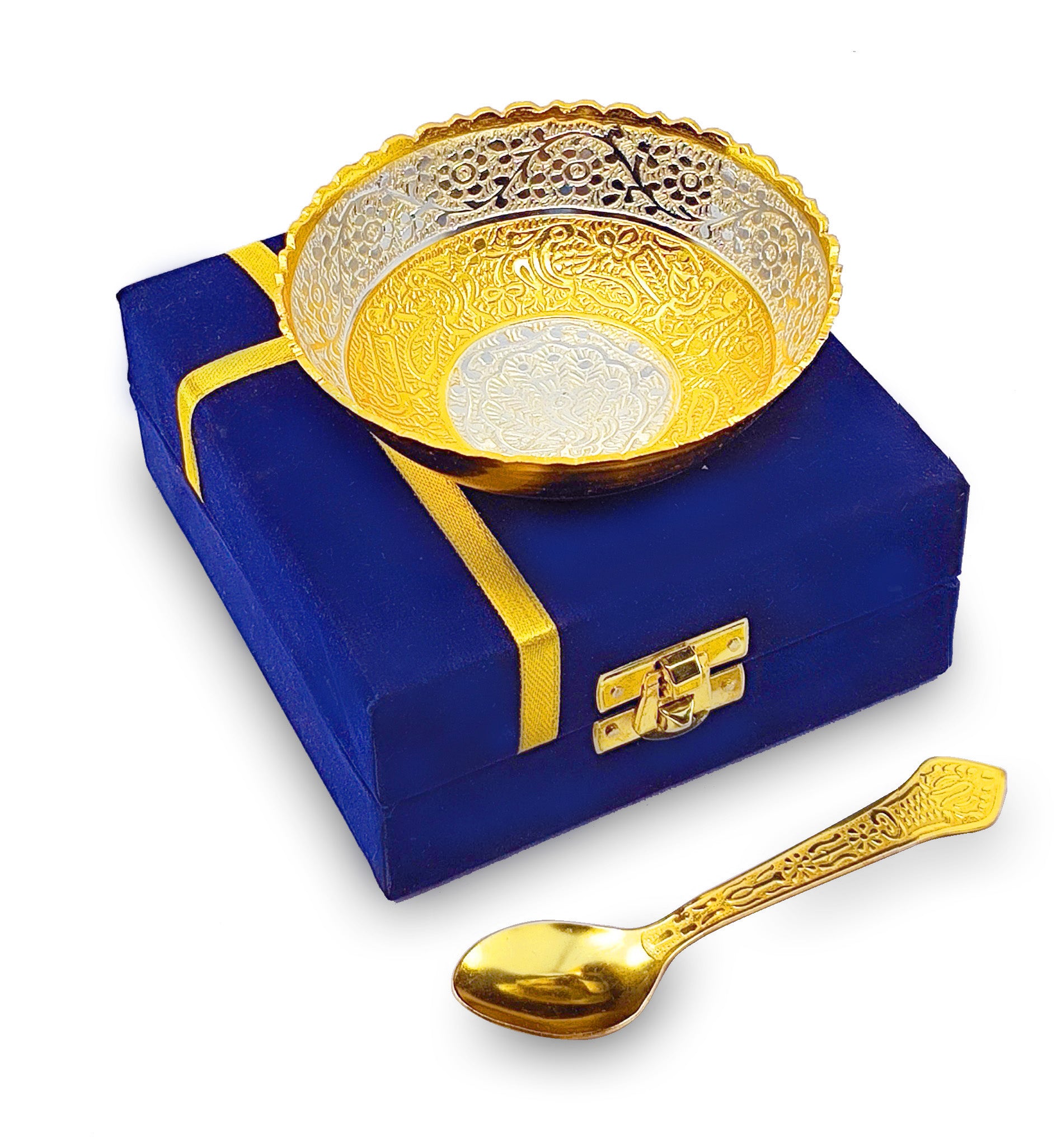BENGALEN Gold & Silver Plated Bowl Spoon Set
