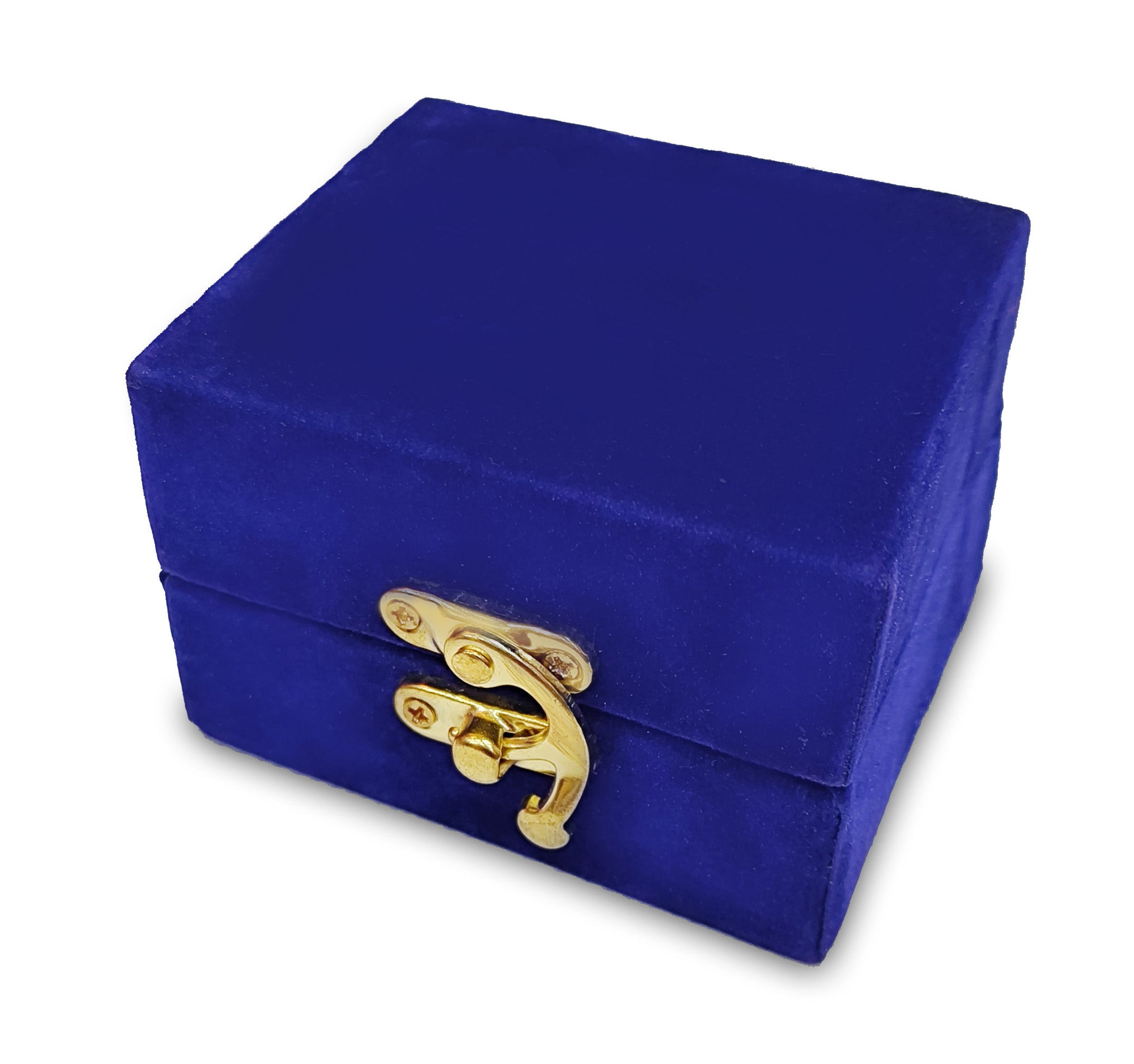 BENGALEN Small Kamdhenu Cow and Calf with Blue Velvet Box Metal Statue Decorative Showpiece for Home, Office, Diwali Decoration, Wedding Return Gift