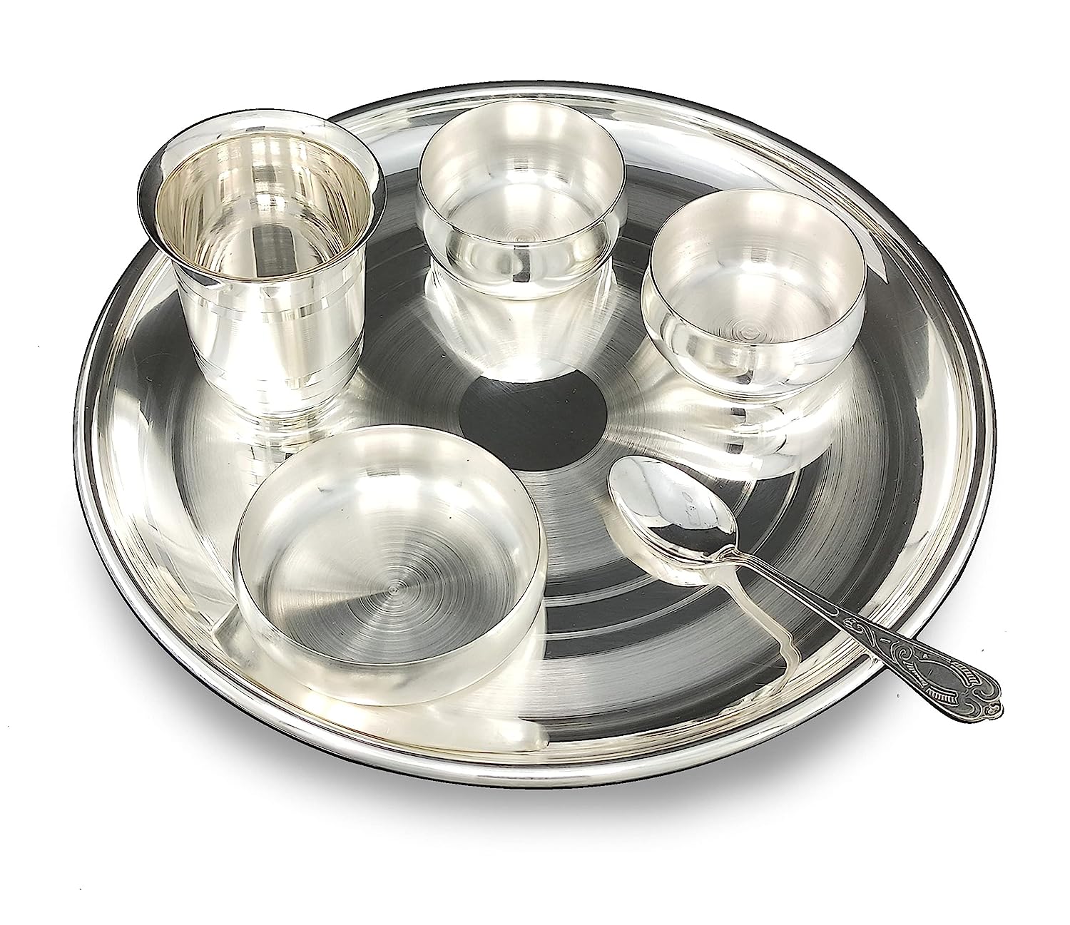 BENGALEN Baby Dinner Set 12 Inch Silver Plated for Annaprashan Sanskar Rice Ceremony Gift for Kids Boys Girls Birthday Home Decorative Festive Return Gift Items