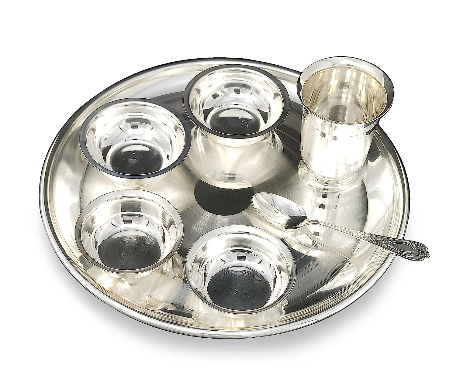 BENGALEN Baby Dinner Set 12 Inch Silver Plated for Annaprashan Sanskar Rice Ceremony Gift for Kids Boys Girls Birthday Return Home Decorative Festive Gifts Items