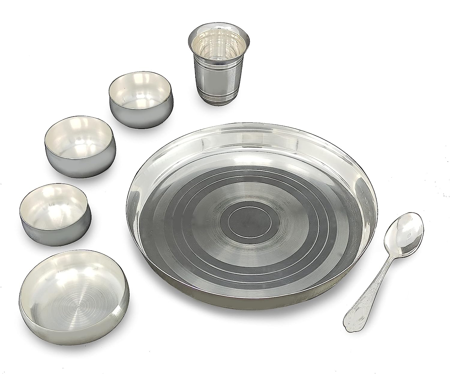 BENGALEN Silver Plated Baby Dinner Set 9 Inch for Rice Ceremony Annaprashan Sanskar Gift for Kids Boys Girls Birthday Festive Home Decorative Return Gifts Items