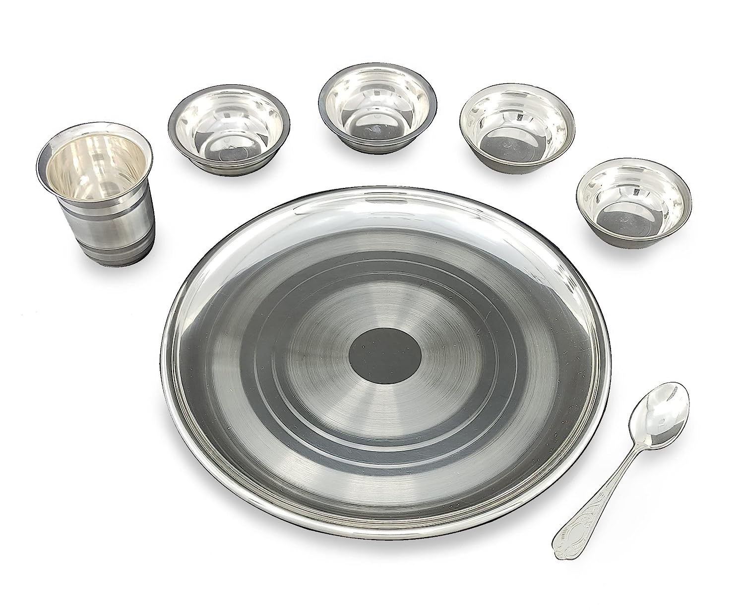 BENGALEN Baby Dinner Set 12 Inch Silver Plated for Annaprashan Sanskar Rice Ceremony Gift for Kids Boys Girls Birthday Return Home Decorative Festive Gifts Items