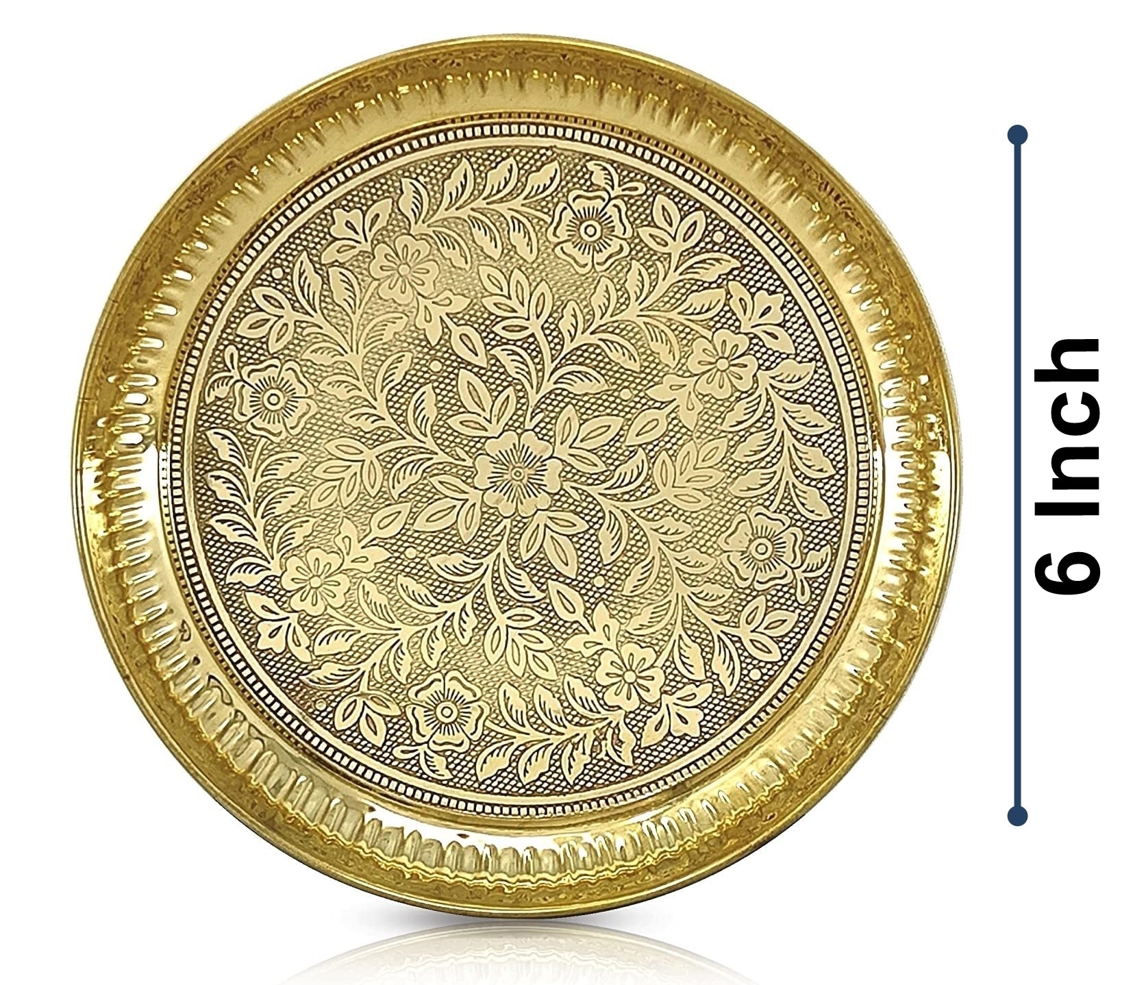 বেঙ্গালেন ব্রাস পূজা থালি সেট 6 ইঞ্চি পূজা থালি সঙ্গে পিটাল প্লেট গ্লাস চন্দন ওয়াটি ধুপ দান কুবের দীপ ঘাঁটি চামচ আরতি থালি দীপাবলি হোম অফিস মন্দির বিবাহের উপহার সামগ্রী ফেরত