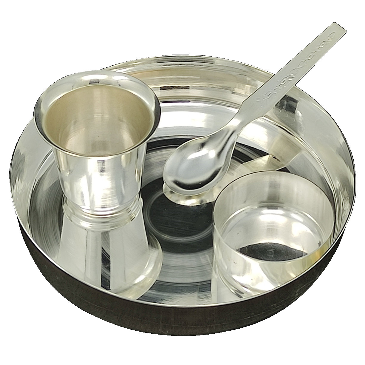 BENGALEN Silver Plated Laddu Gopal Bhog Pooja Thali Set 5 Inch Occasional Puja Decorative for Home Office Wedding Return Gift Items