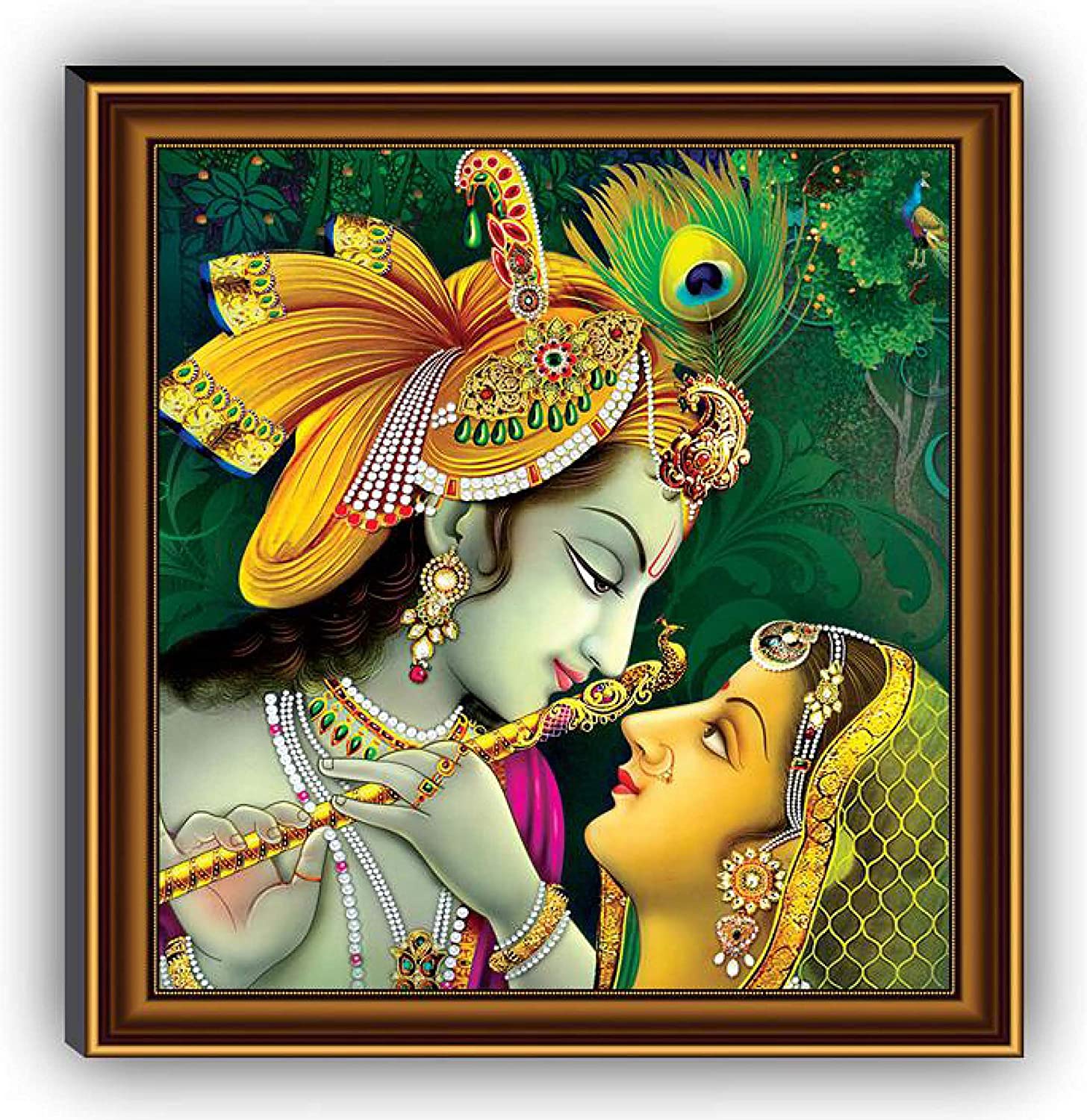 Nobility Radha Krishna Framed Painting UV Textured Design Religious Wall Art Decor Showpiece Figurine Idol Statue