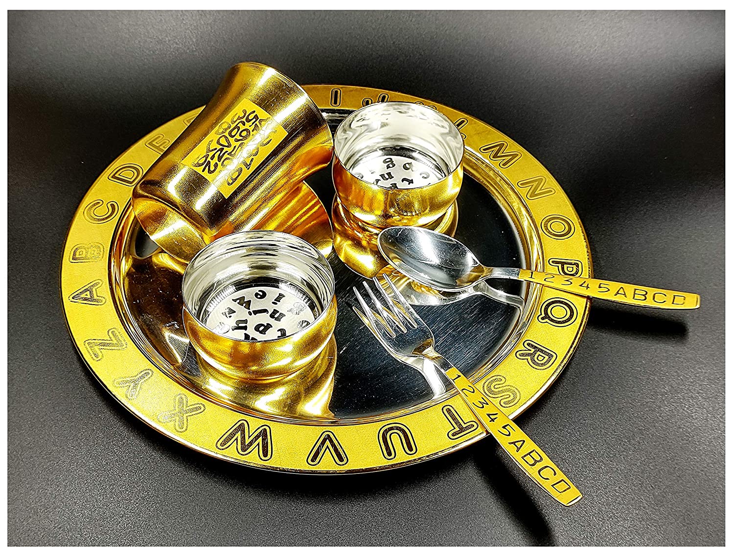 Bengalen Gold & Silver Plated Baby Dinner Set for Gift Rice Ceremony Annaprashan Sanskar for Boys Girls Kids Birthday Return Festive Gift Items