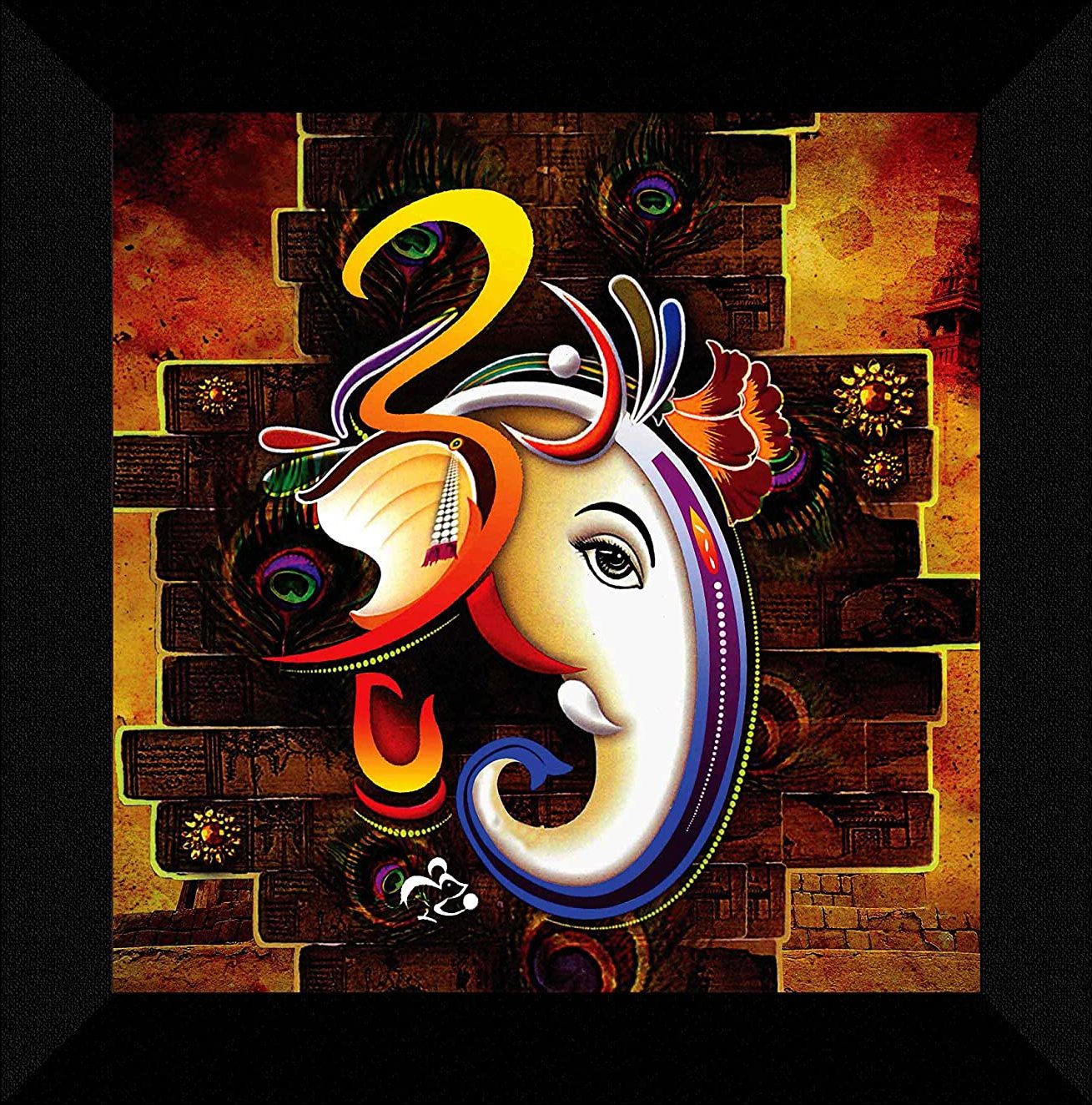 Nobility Ganesha Framed Painting - Exclusive Ganesh Wall Art Statue