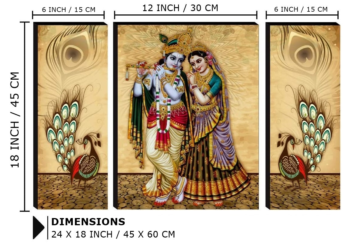 Nobility Radha Krishna Painting UV Textured Self Adhesive MDF Wall Art Decor Showpiece Figurine Idol Statue