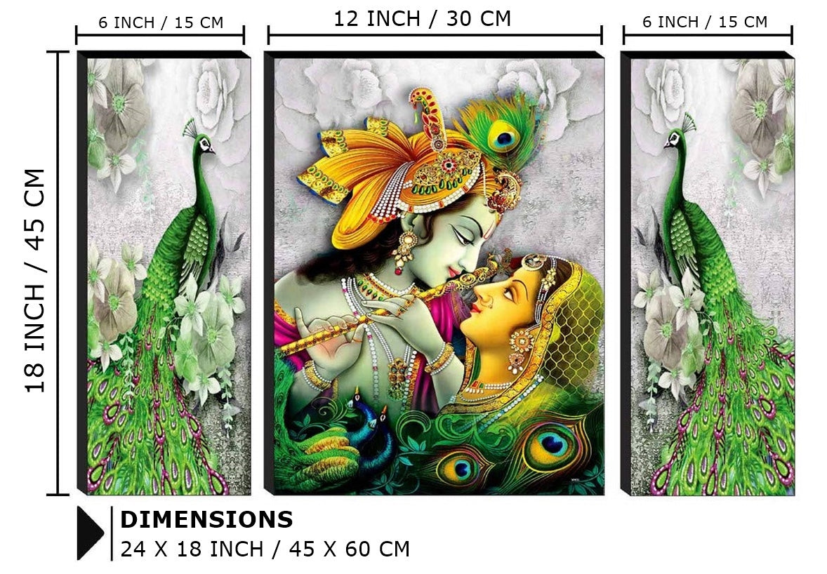 Nobility Radha Krishna MDF Self Adhesive Painting Digital Reprint Wall Art Statue Idol Decoration for Home, Living Room, Office, Weeding Gift