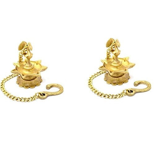 Bengalen Traditional Indian Brass Hanging Diya Set - Small Set of 02
