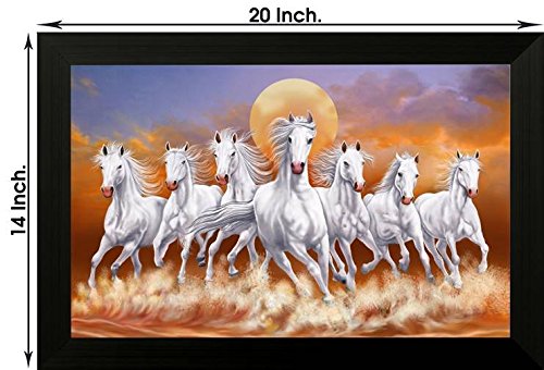 Nobility Seven Lucky Running Horses Painting Vastu Wall Art Decoration for Home, Living Room, Office, Gift for Friends or Family