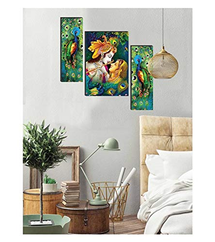 Nobility Radha Krishna MDF Self Adhesive Painting Digital Reprint Wall Art Statue Idol Decoration for Home, Living Room, Office, Weeding Gift
