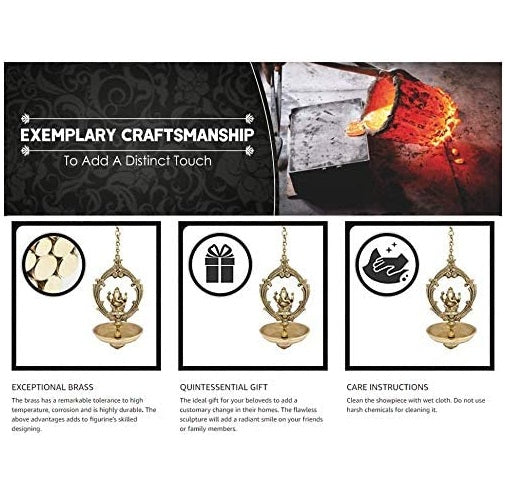 Bengalen Ganesha Oil Wick Brass Hanging Diya