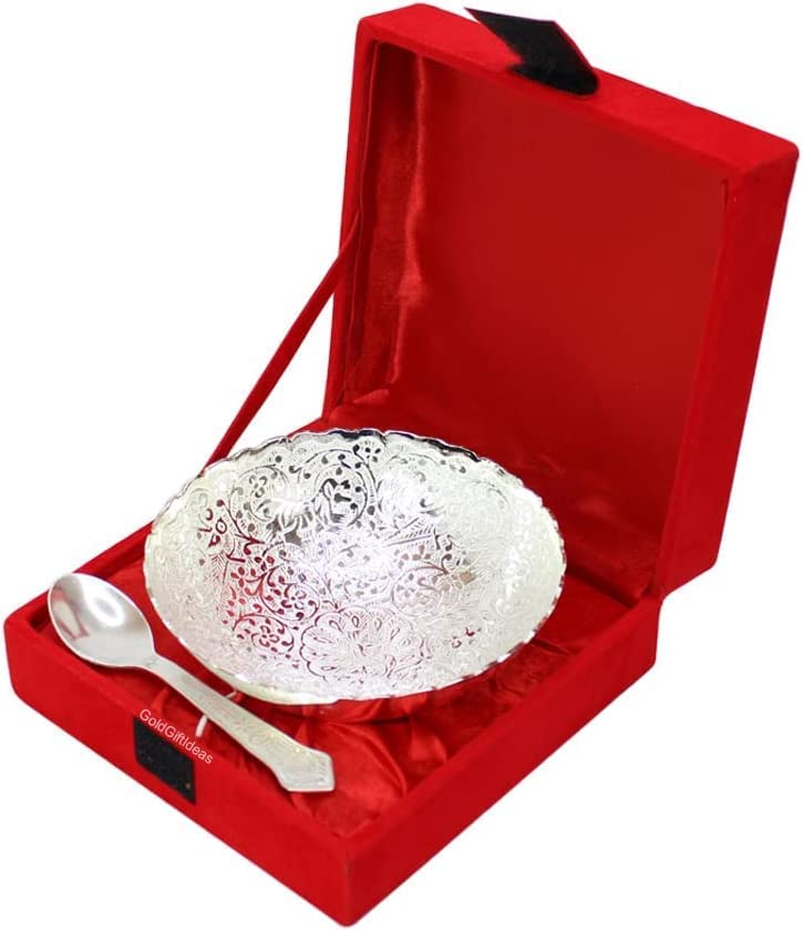 Bengalen Silver Plated Bowl Spoon Set for Diwali Wedding Housewarming Return Gift Items