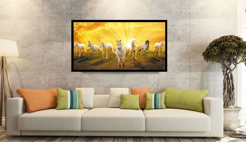 Nobility Seven Lucky Running Horses Vastu Painting for Home and Office