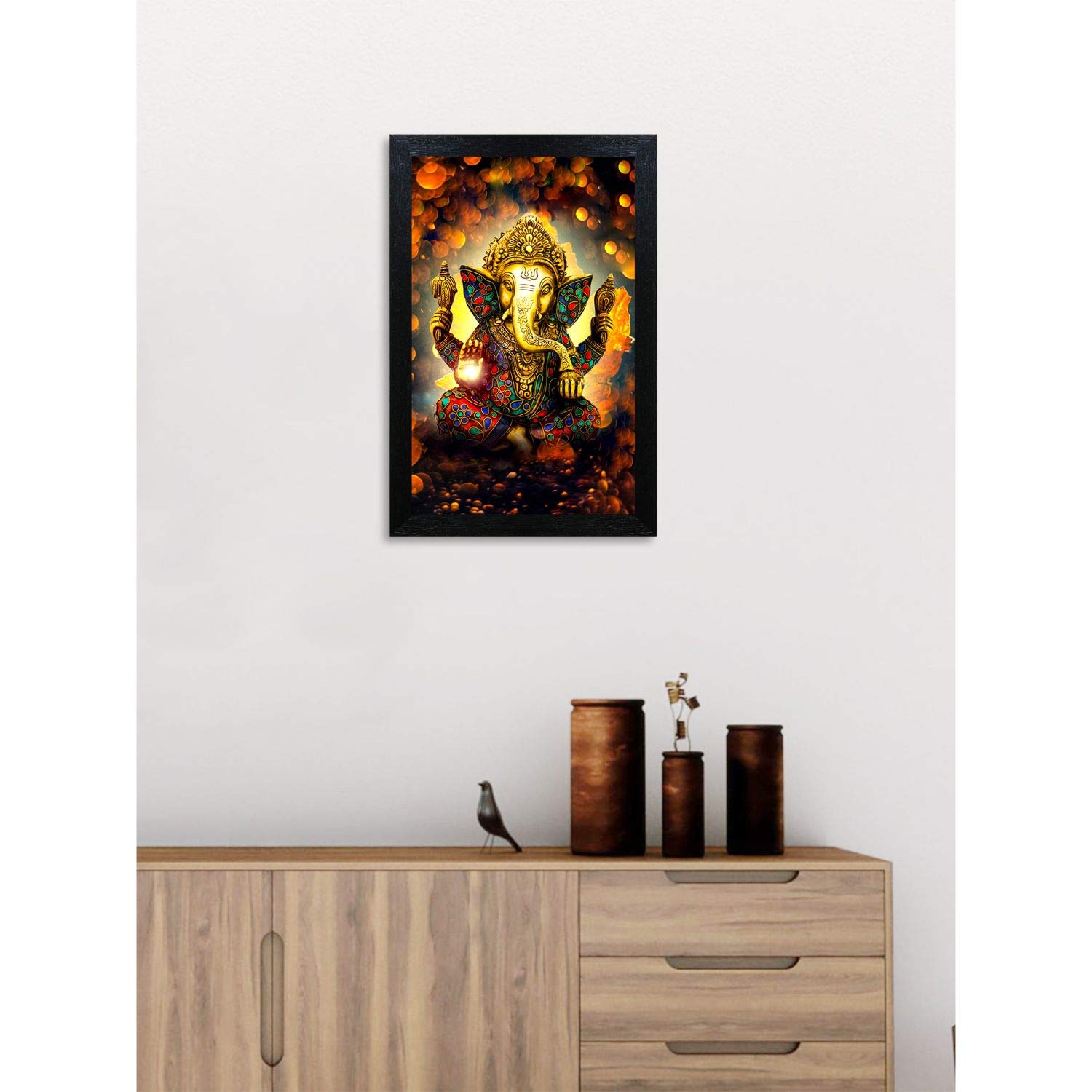 Nobility Ganesha Framed Painting Ganesh Wall Art Decor Statue Idol Decoration for Home, Living Room, Office, Gift for Friends or Family