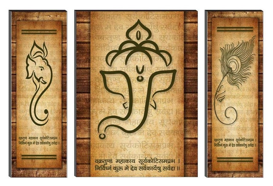 আভিজাত্য গণেশ MDF পেন্টিং স্ব আঠালো গণেশ ওয়াল আর্ট সজ্জা মূর্তি মূর্তি সজ্জা বাড়ির জন্য, বসার ঘর, অফিস, আগাছা উপহার