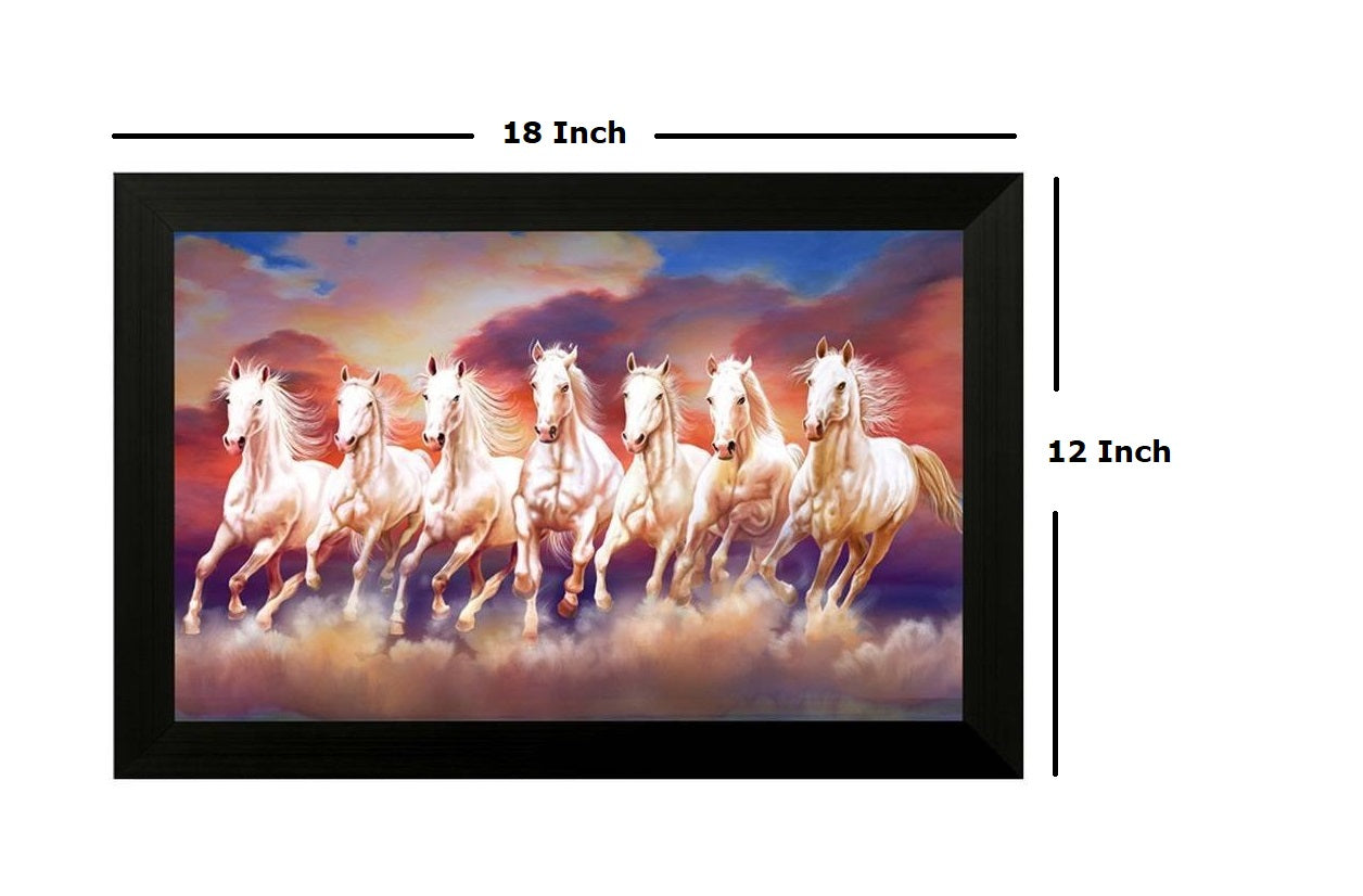 Nobility Seven Lucky Running Horses Painting Vastu Wall Art Decoration for Home, Living Room, Office, Gift for friends or family