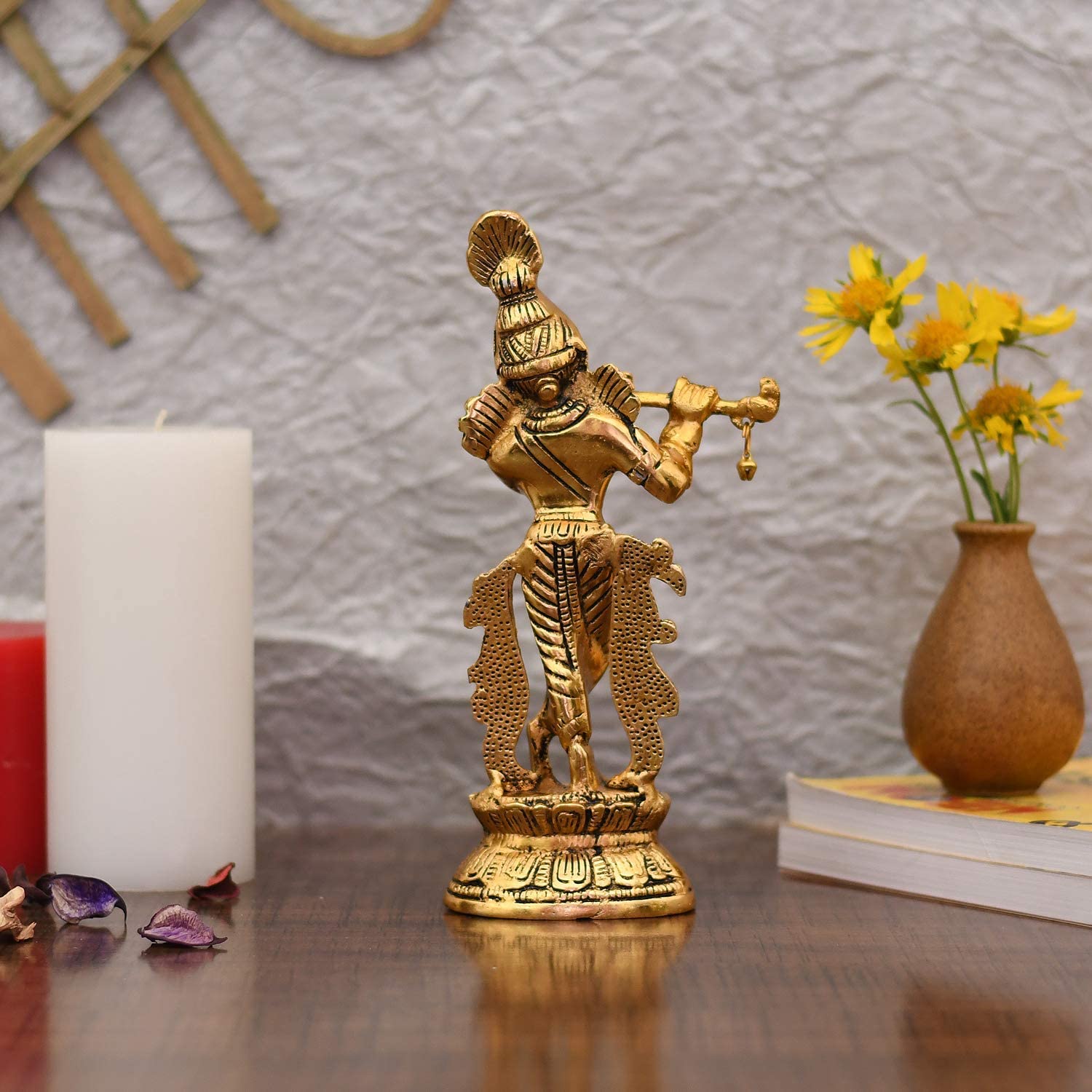 Bengalen Metal Gold Plated Krishna Idol Statue
