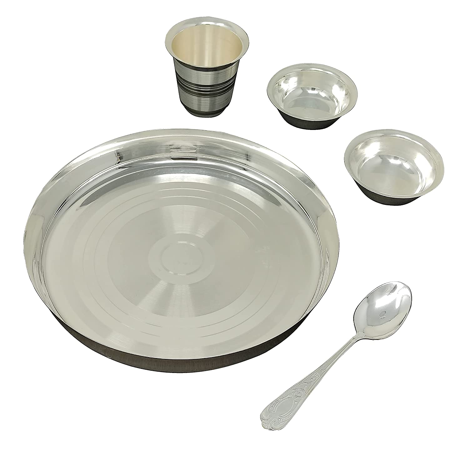 Bengalen Baby Dinner Set 8 Inch Silver Plated for Annaprashan Sanskar Rice Ceremony Gift for Girls Boys Kids Festive Birthday Return Home Decorative Gifts Items