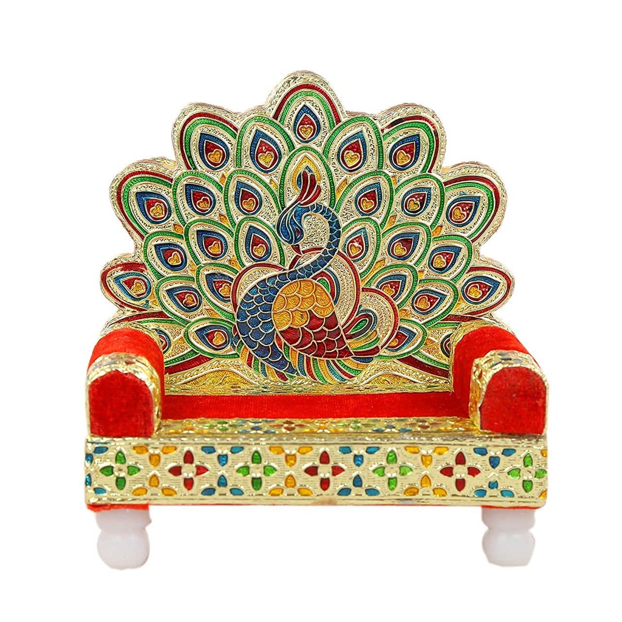 Bengalen Wooden Laddu Gopal Meenakari Singhasan (25.5 x 15.5 x 22.5 cm)