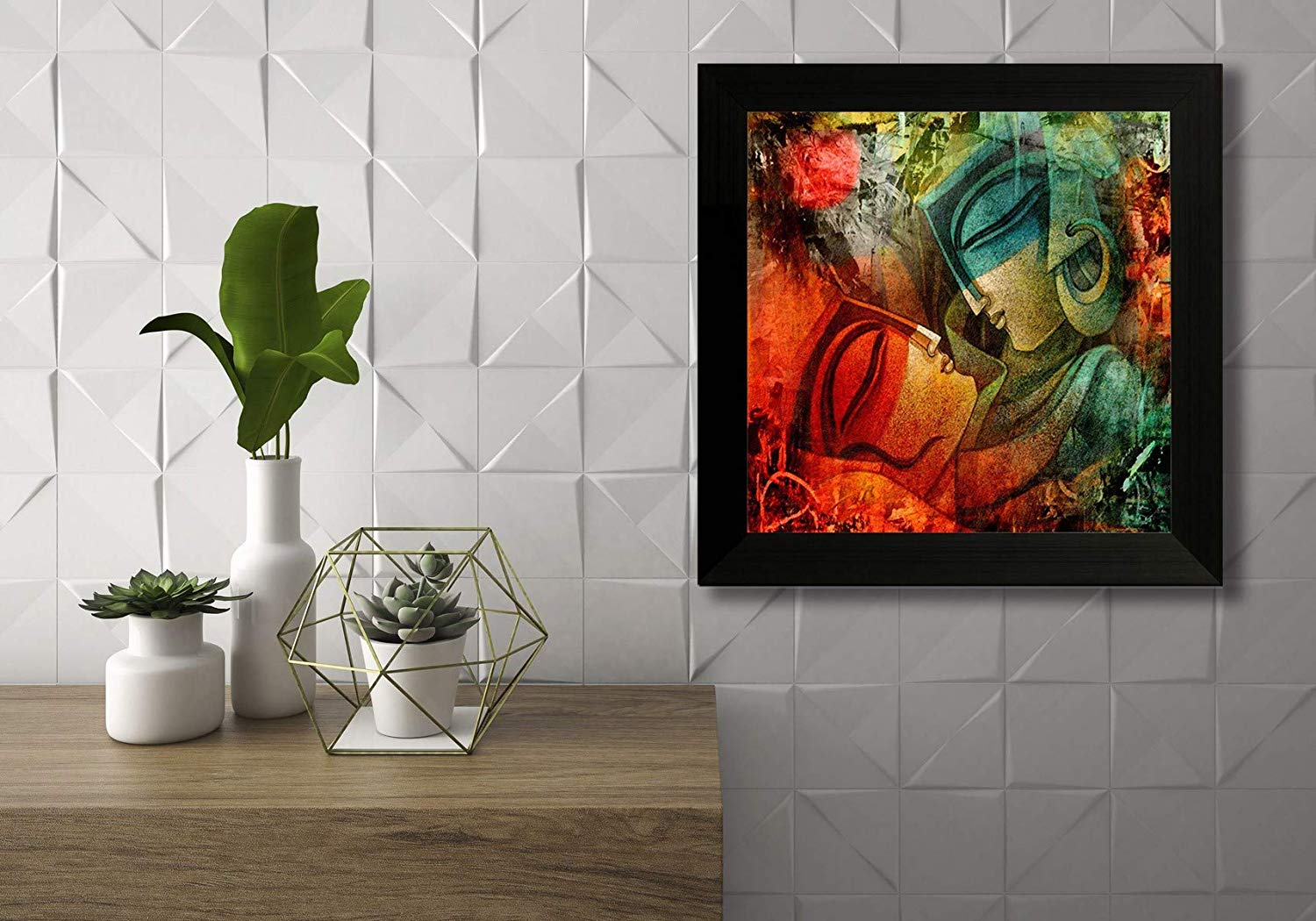 Nobility UV Textured Radha Krishna Wall Art Religious Modern Art Framed Painting