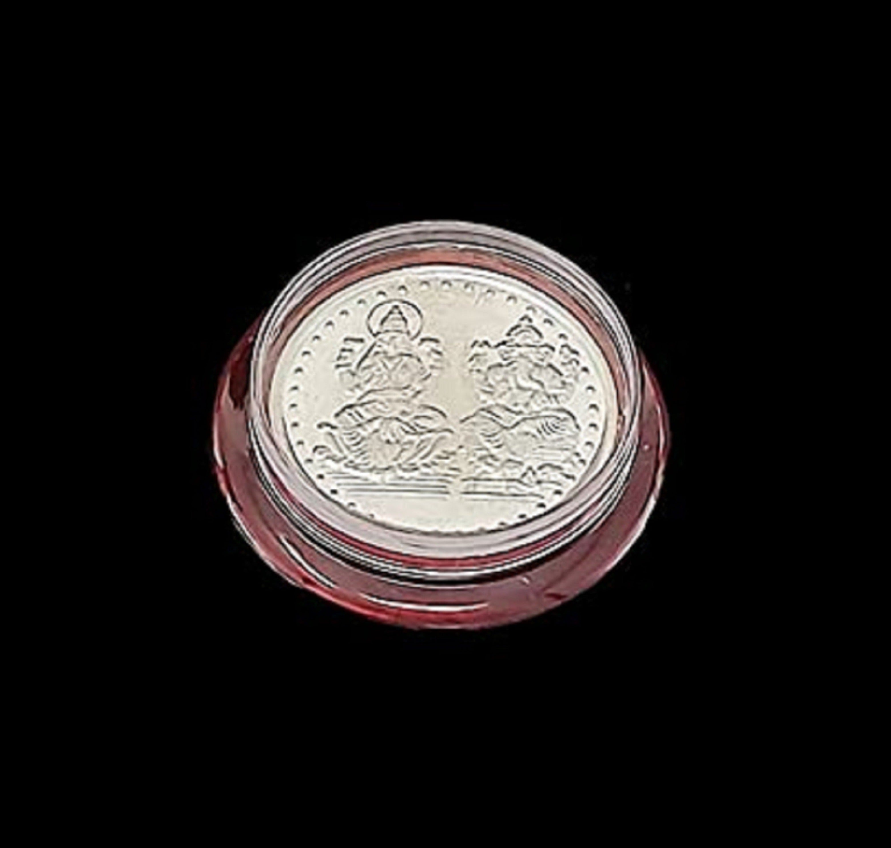 Bengalen Silver Plated Laxmi Ganesha Coin for Puja Decorative Gift Items for Home Mandir Office