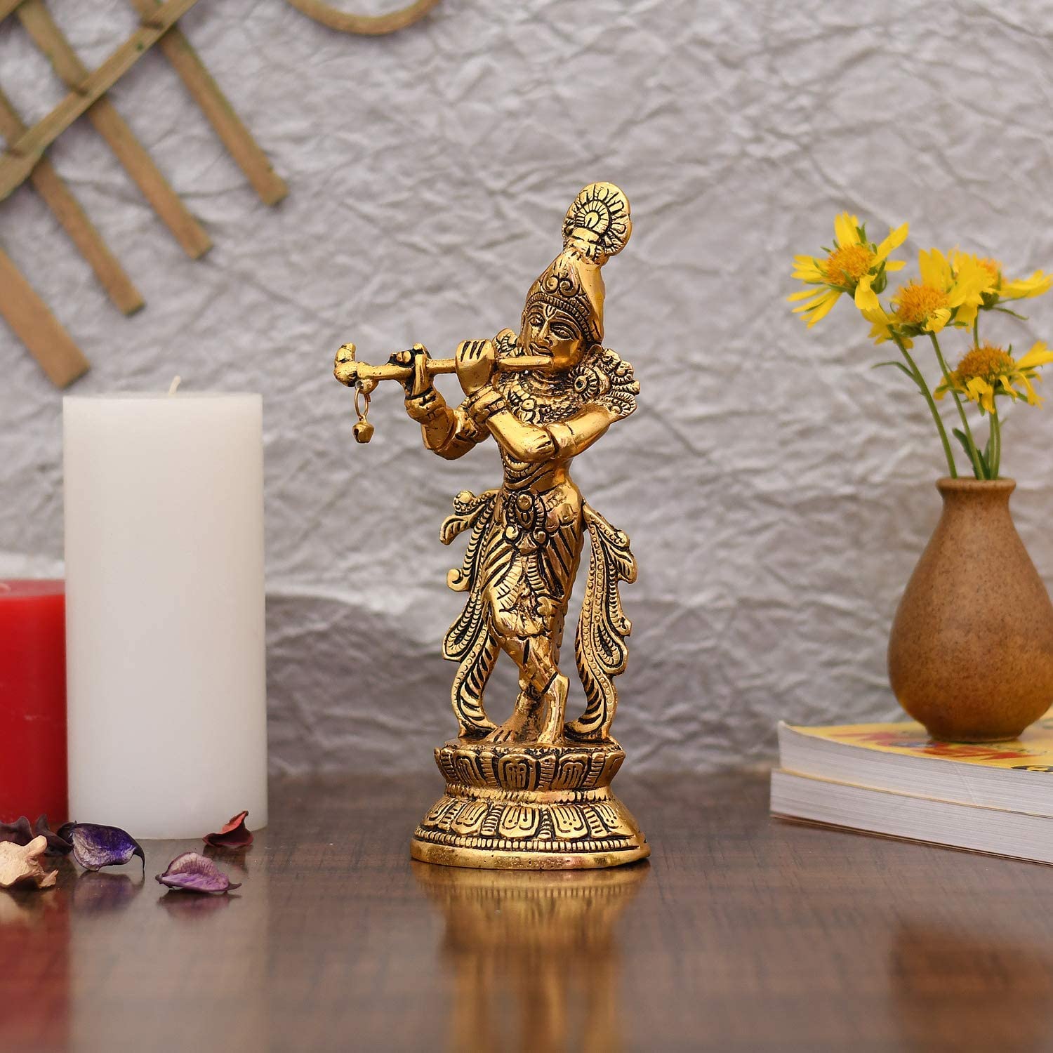 Bengalen Metal Gold Plated Krishna Idol Statue