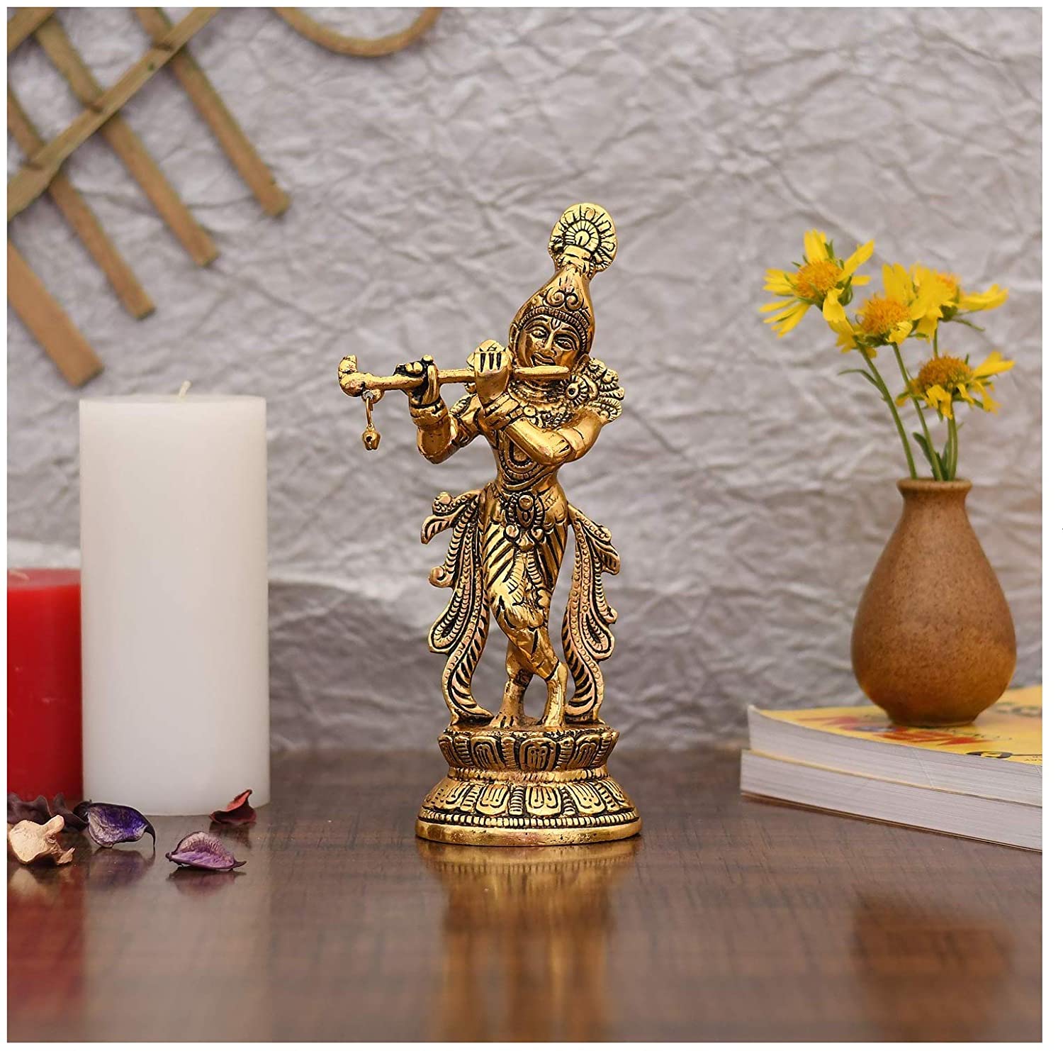 Bengalen Metal Gold Plated Krishna Idol Statue