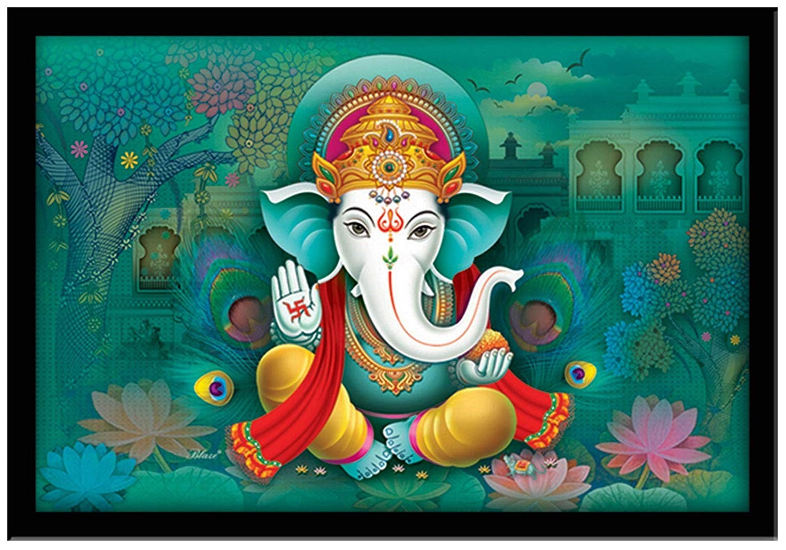 Nobility Ganesha Framed Painting - Special Effect Textured Wall Art