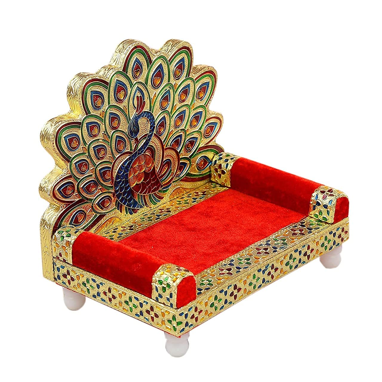 Bengalen Wooden Laddu Gopal Meenakari Singhasan (15.5 x 10.5 x 15 cm)
